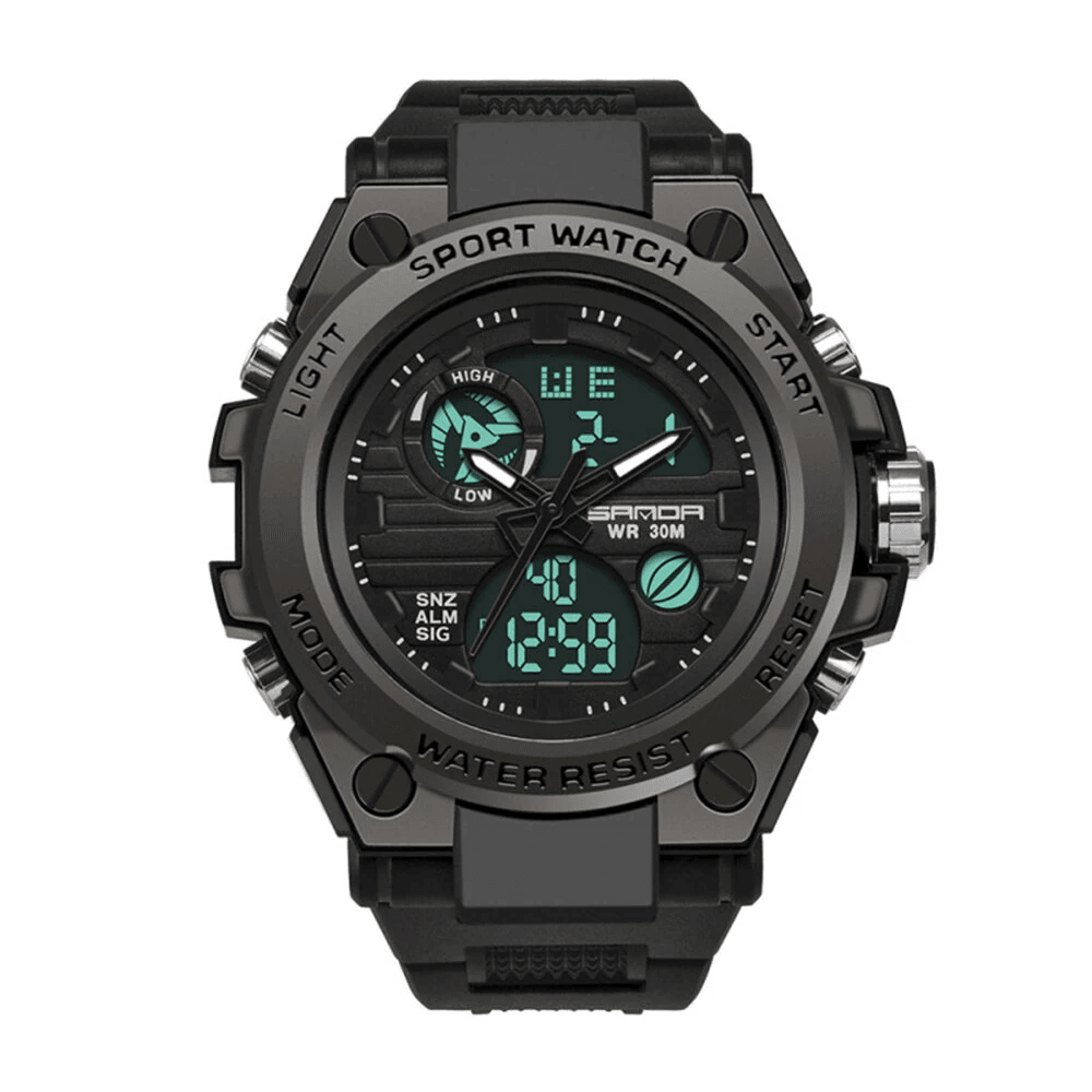 mens dual display sports watch waterproof luminous digital outdoor wristwatch