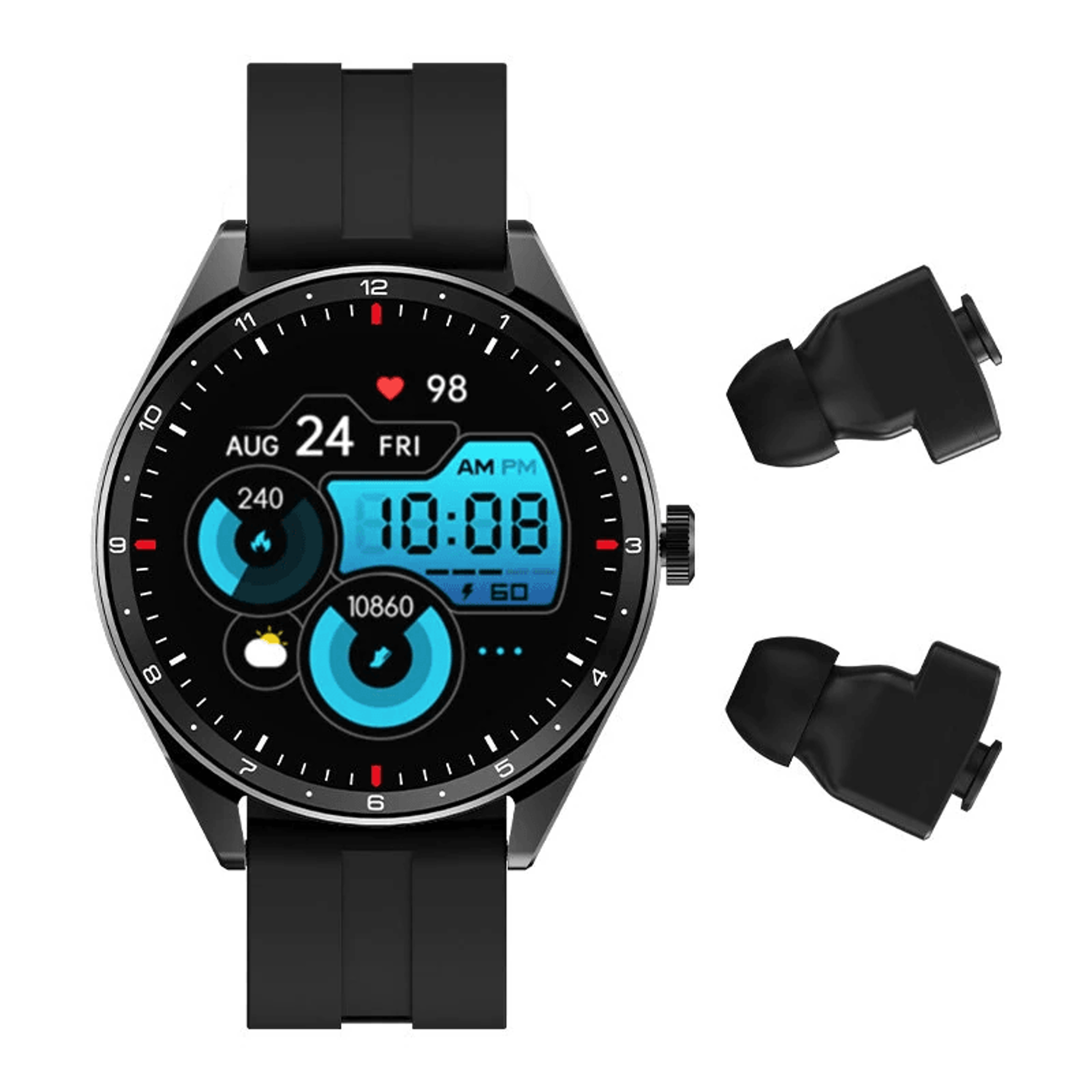 smart watch with wireless earbuds fitness tracker and bluetooth calling