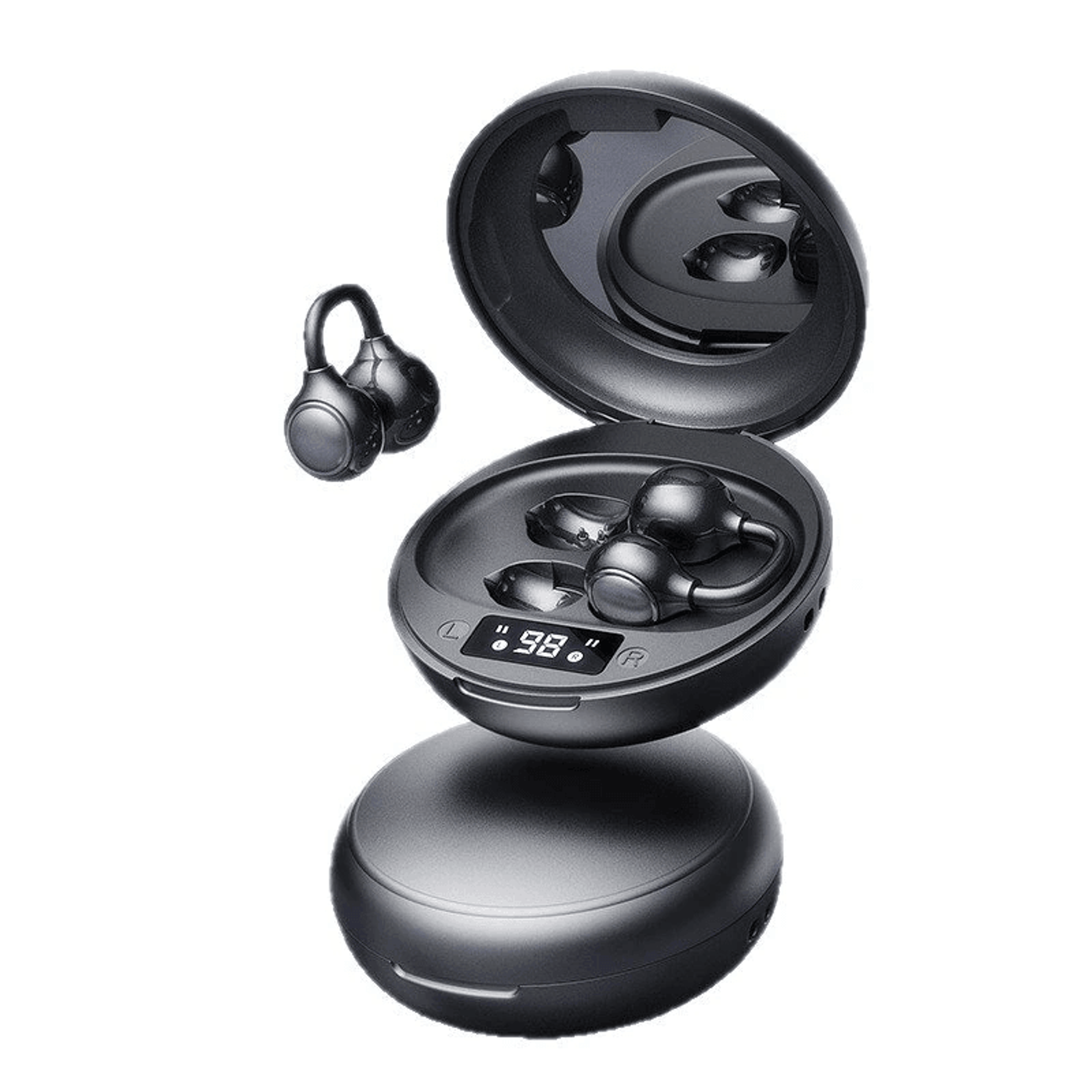 open ear wireless earbuds with hifi bass noise cancelling calls and digital display