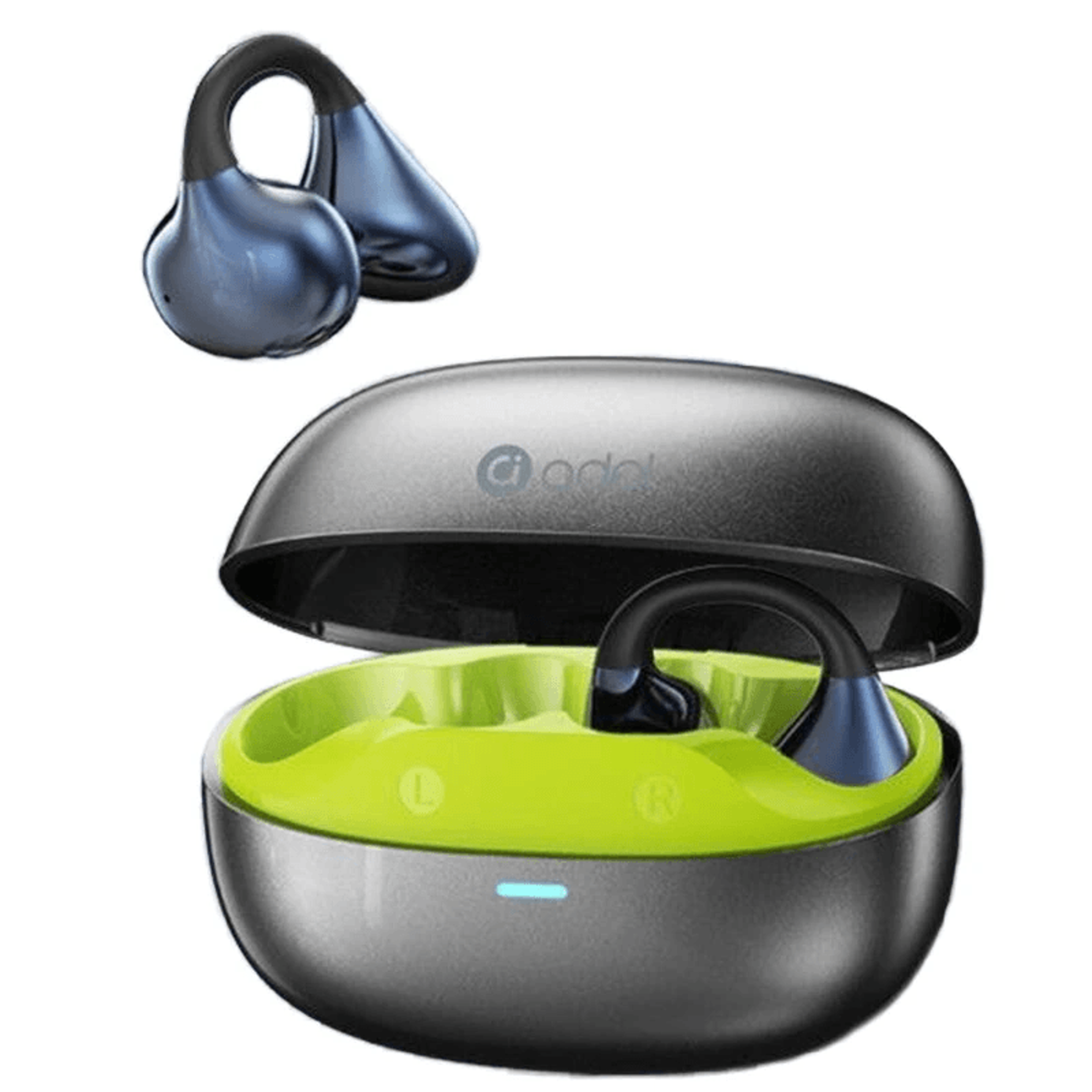 open ear wireless earbuds with spatial sound and hour battery