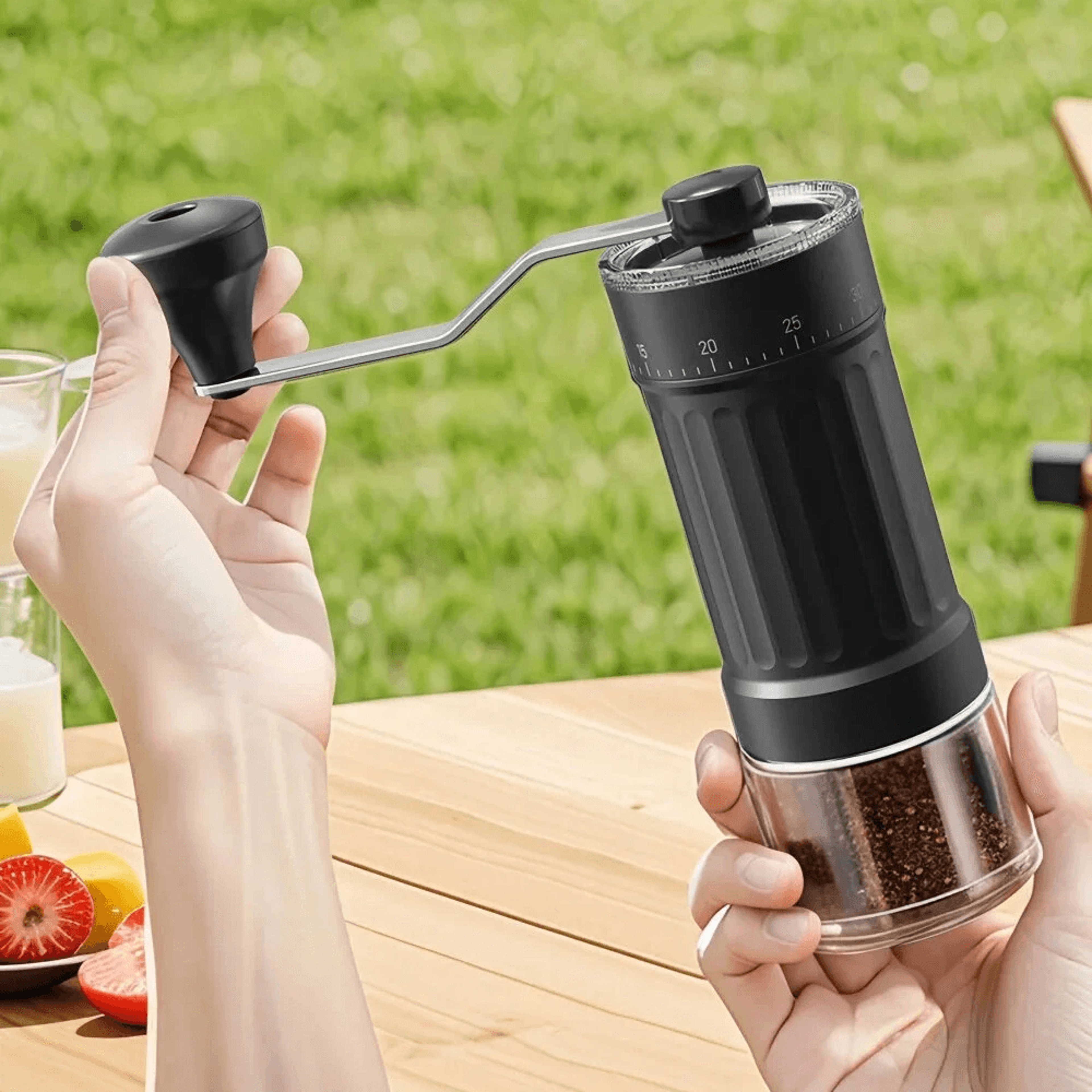 comfook manual coffee grinder with grind settings and ceramic burr