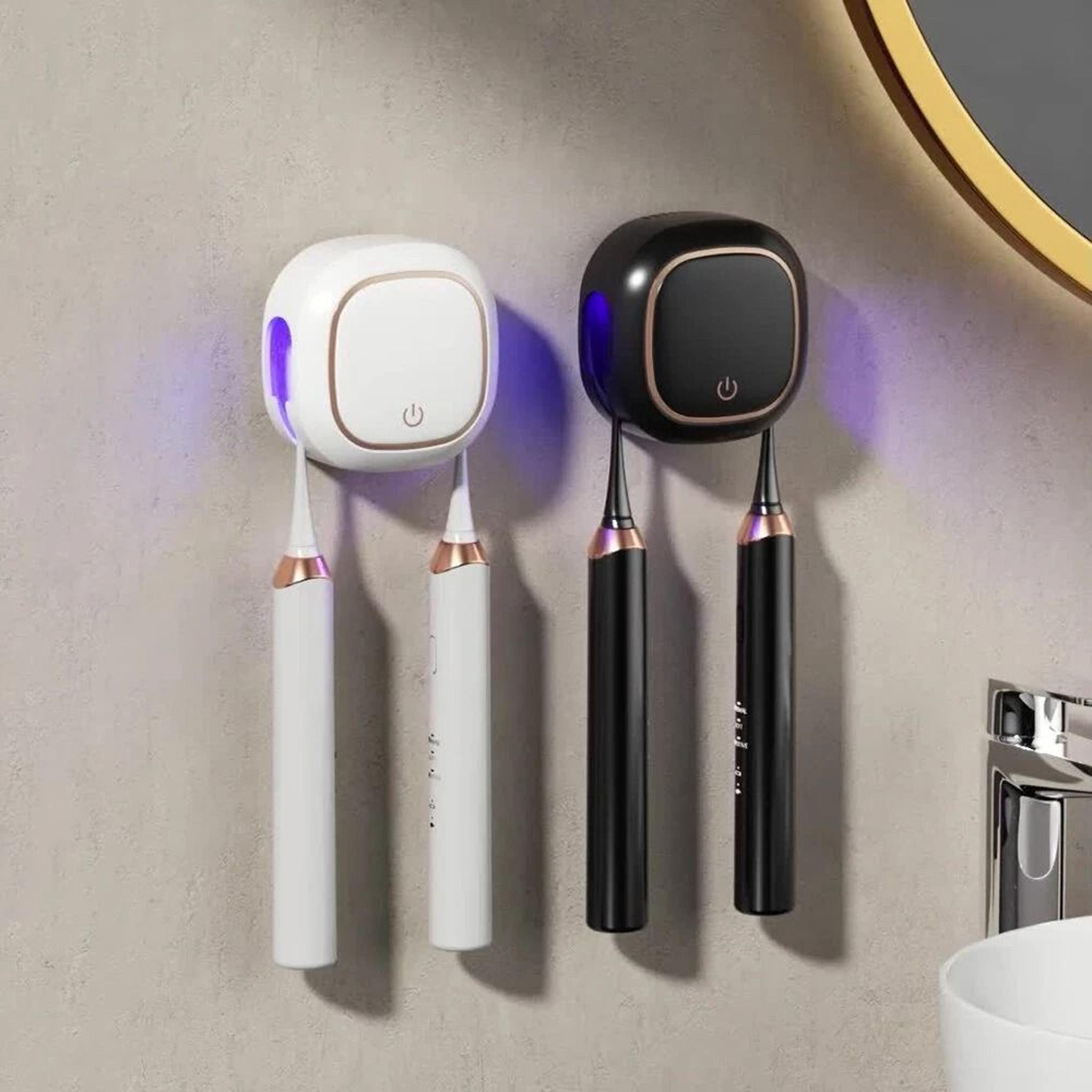 smart uv toothbrush sterilizer with heat drying and wall mounted double brush holder