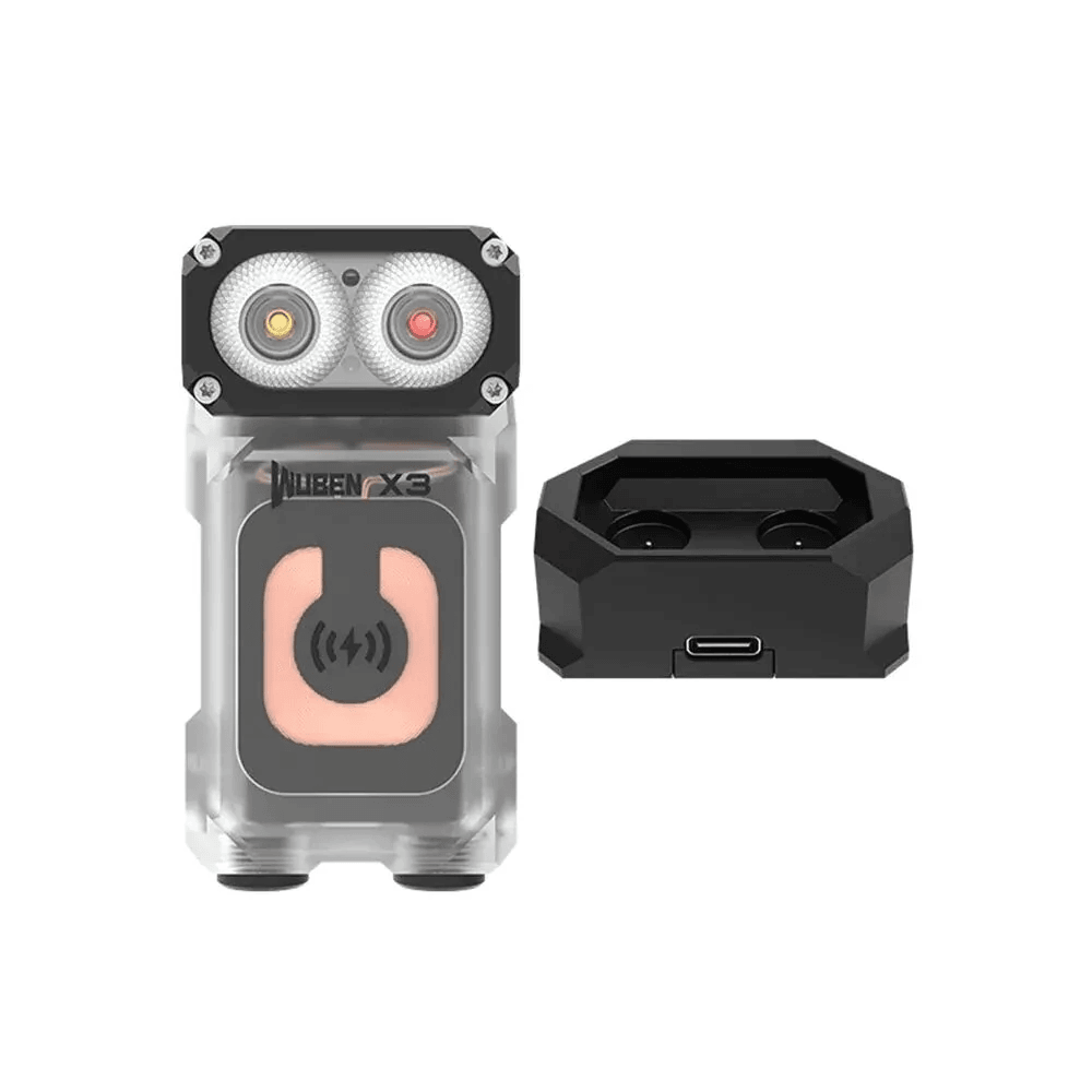 mini edc flashlight with rotating head and wireless charging