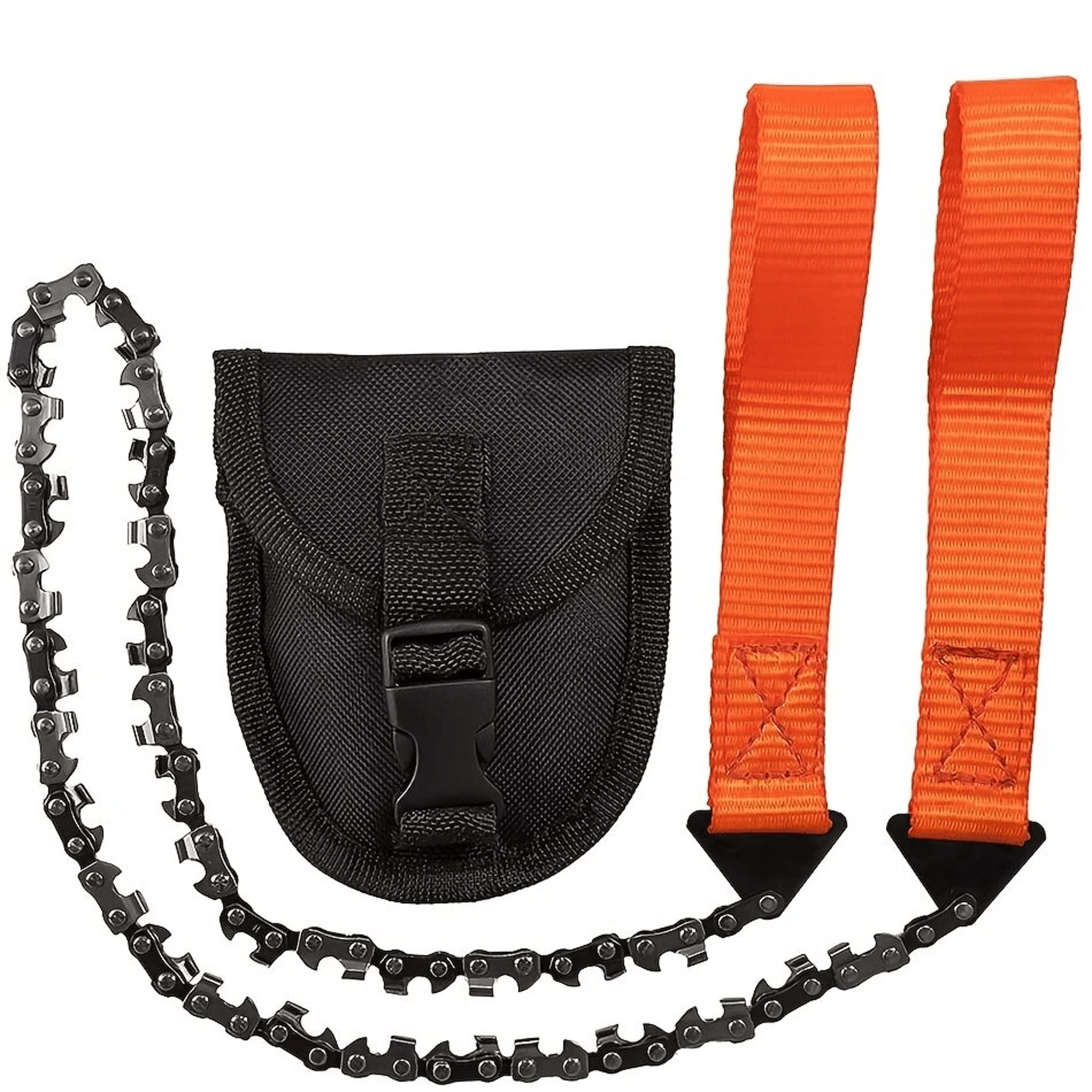 steel pocket chainsaw with carry bag for camping and survival