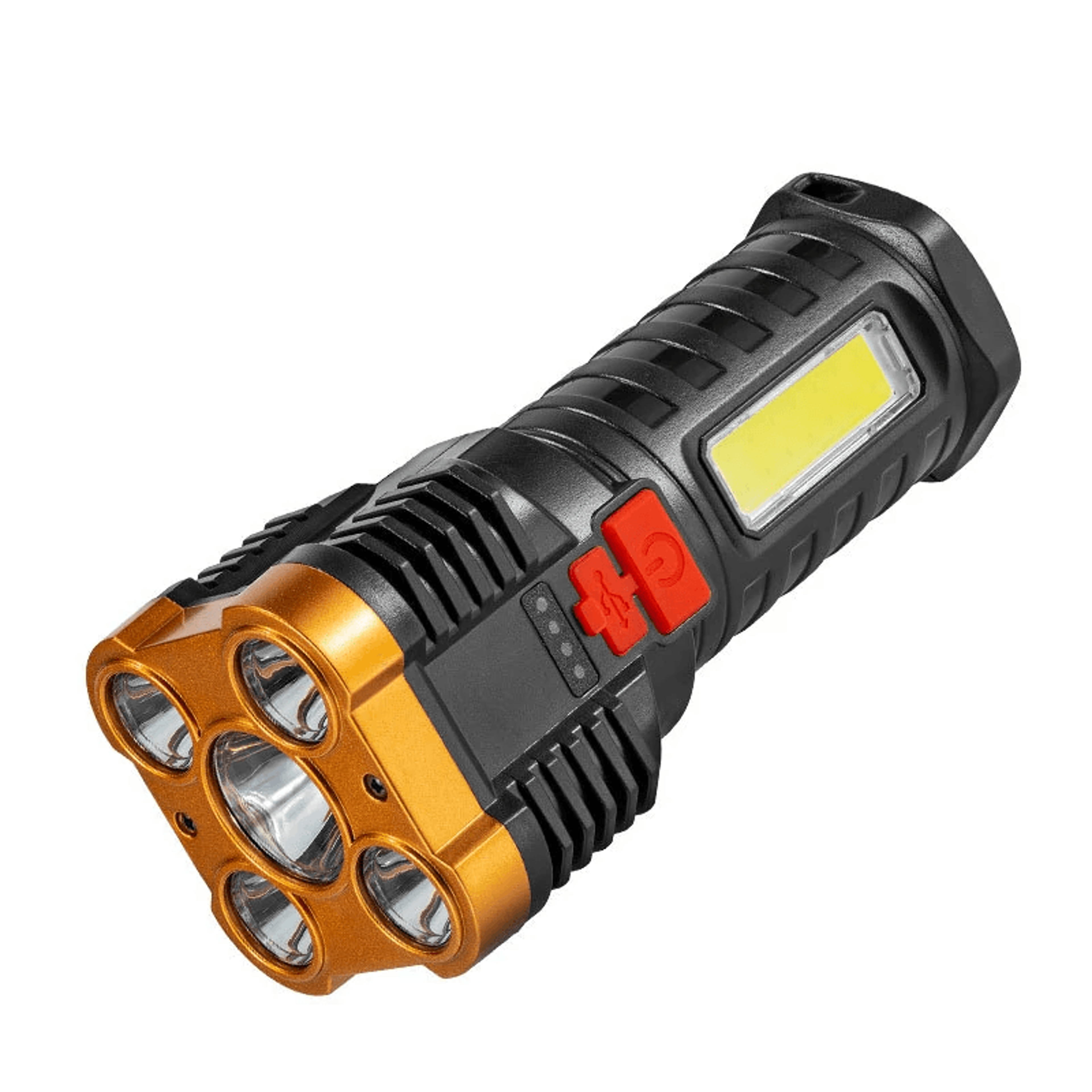 portable rechargeable led flashlight with cob side light and power display