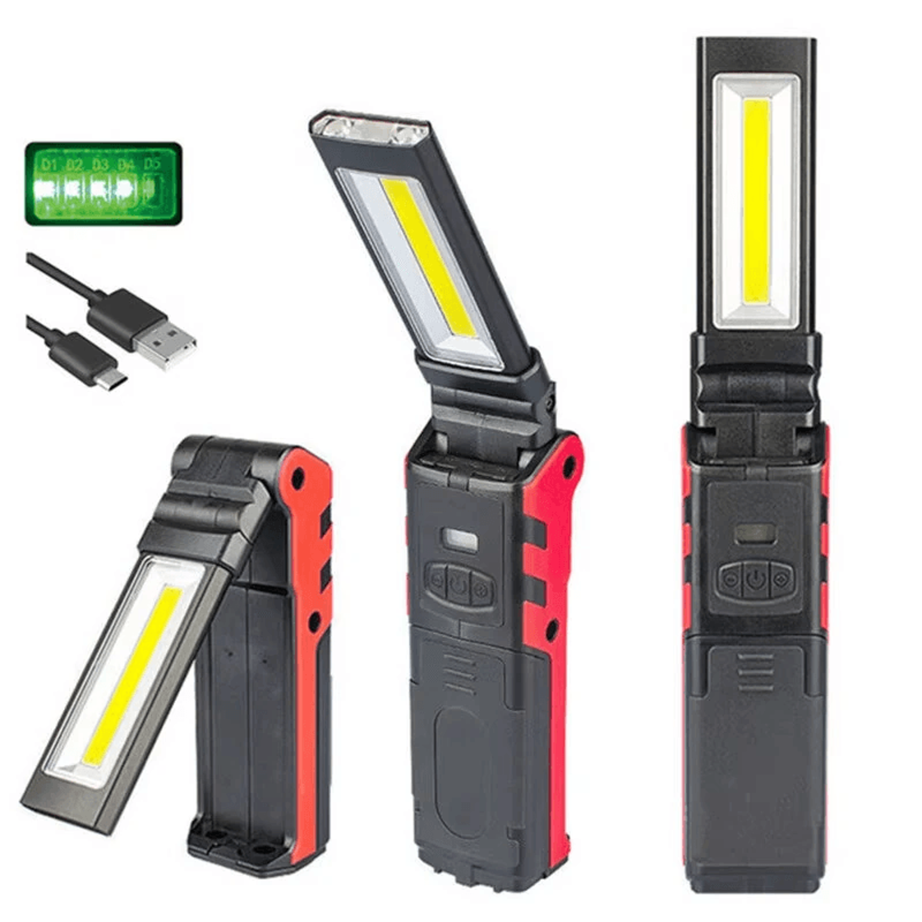 foldable magnetic led work light usb rechargeable cob repair flashlight