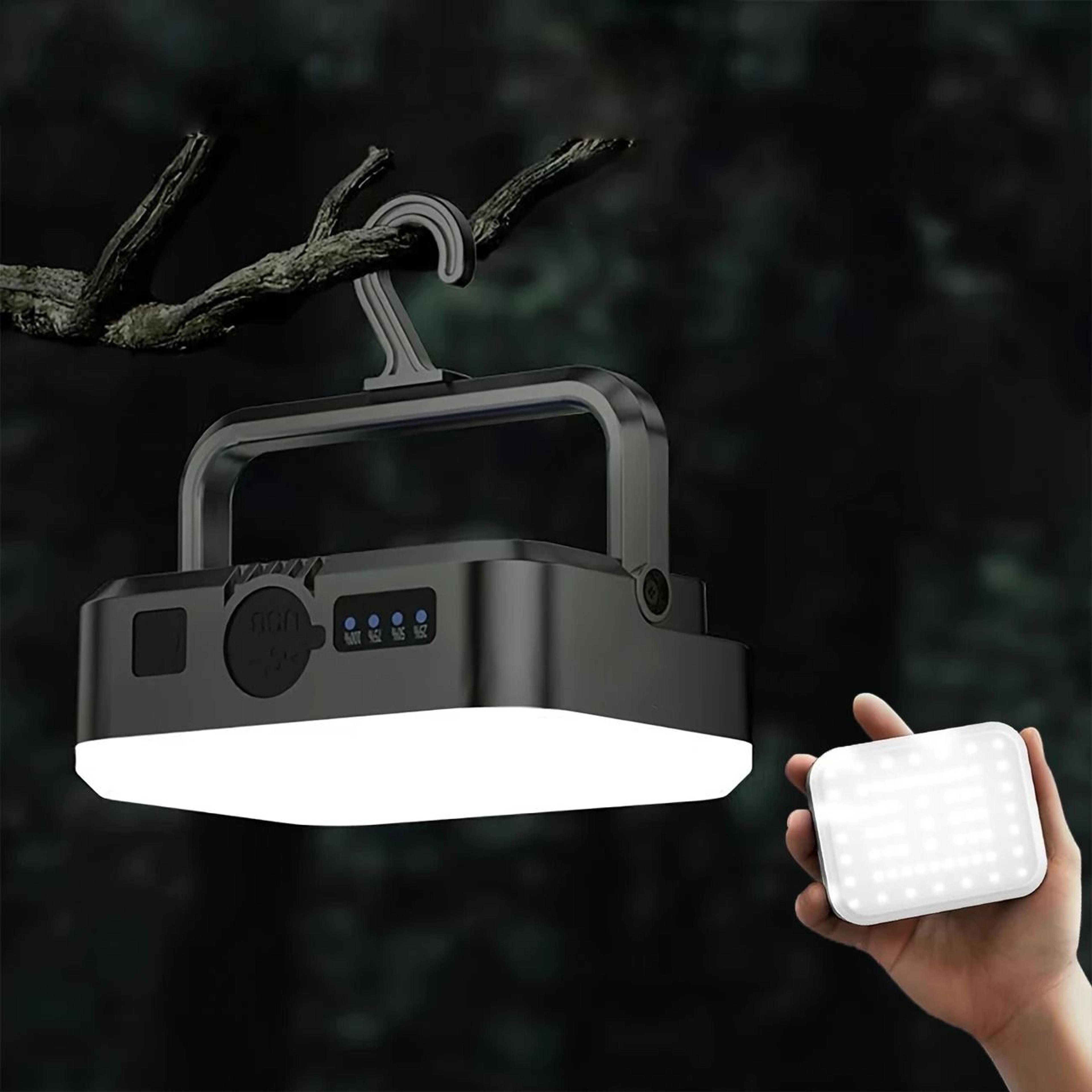 solar camping lantern with 4000mah rechargeable battery and hanging tent light