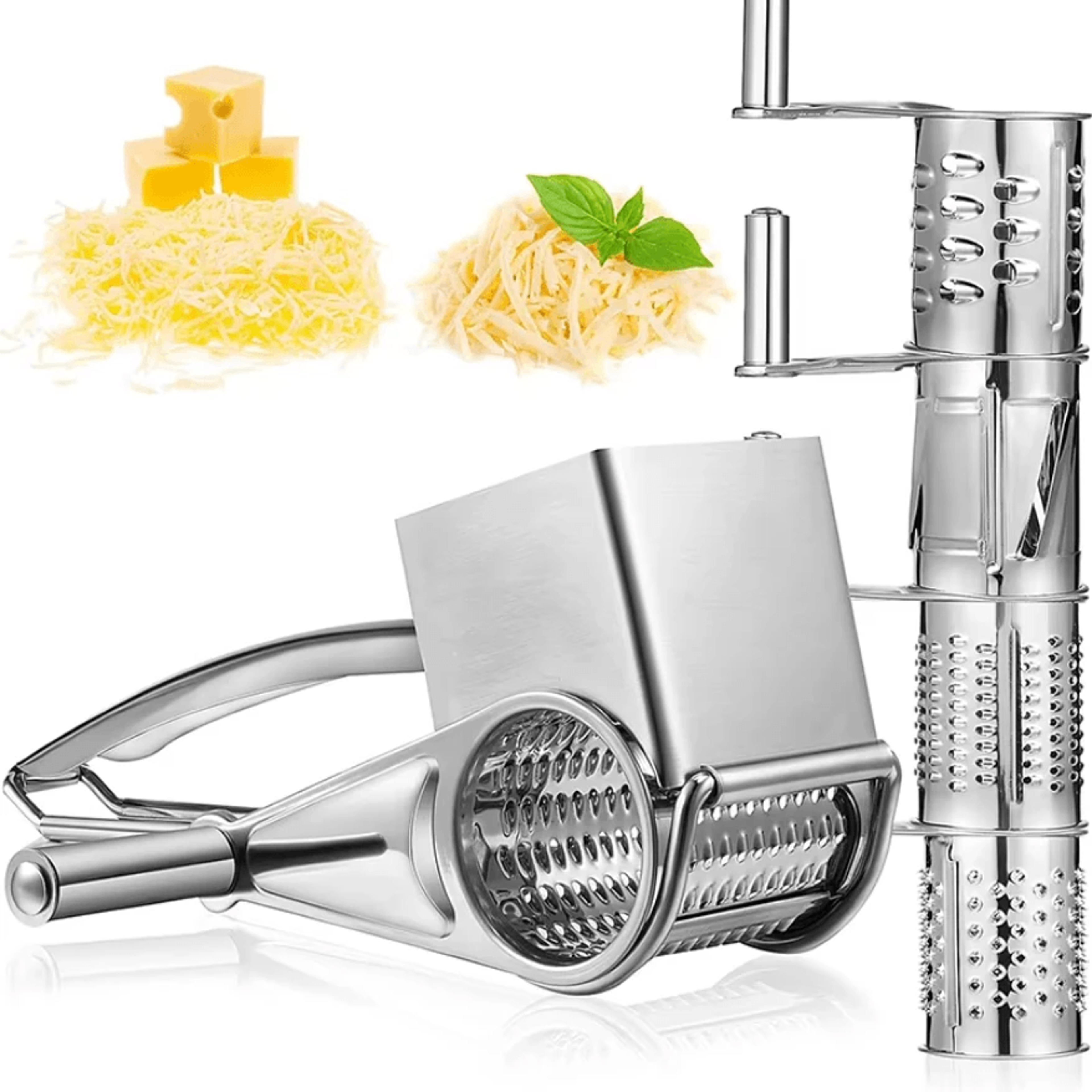 rotary cheese grater stainless steel handheld vegetable slicer and shredder