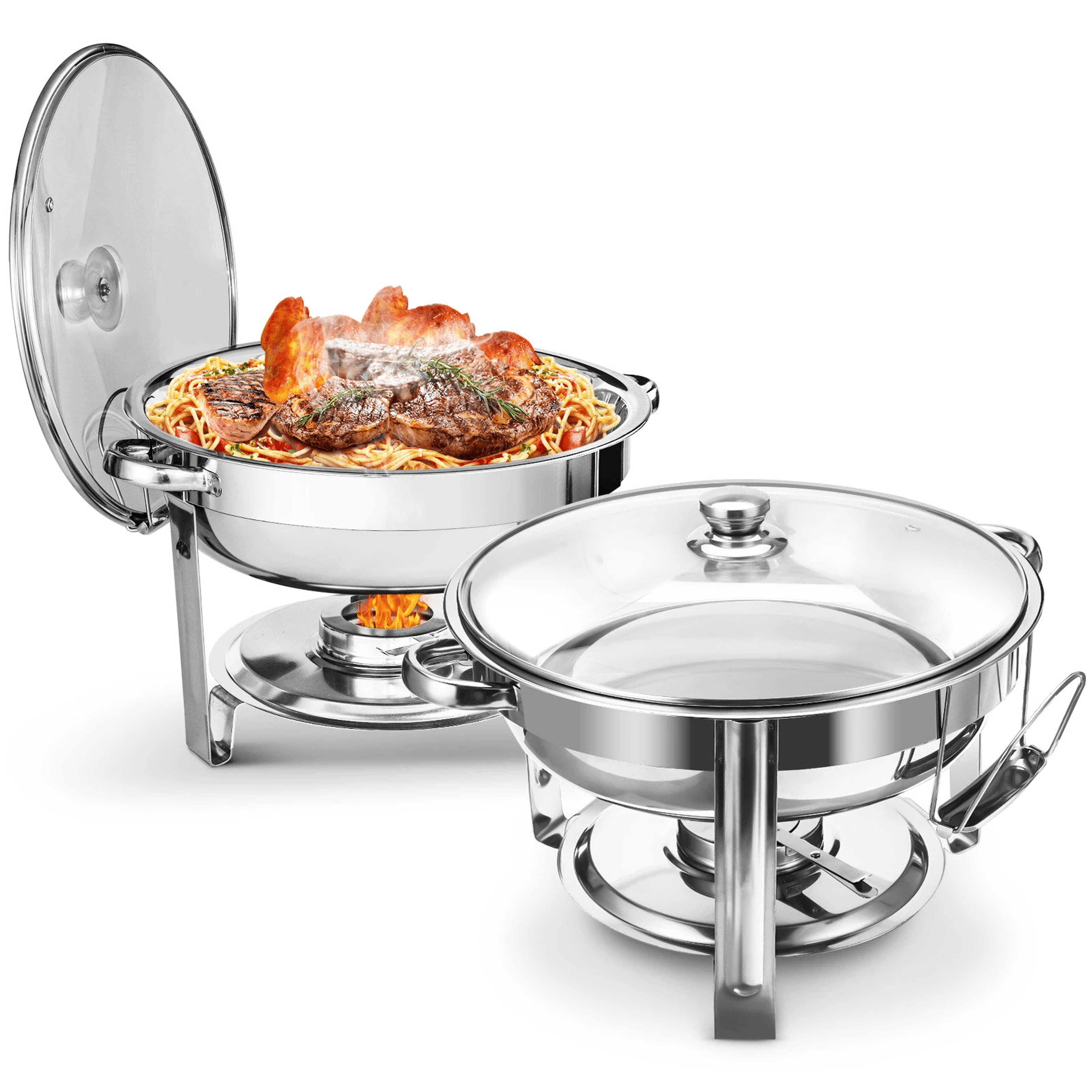 round chafing dish buffet set with glass lids pack stainless steel food warmer
