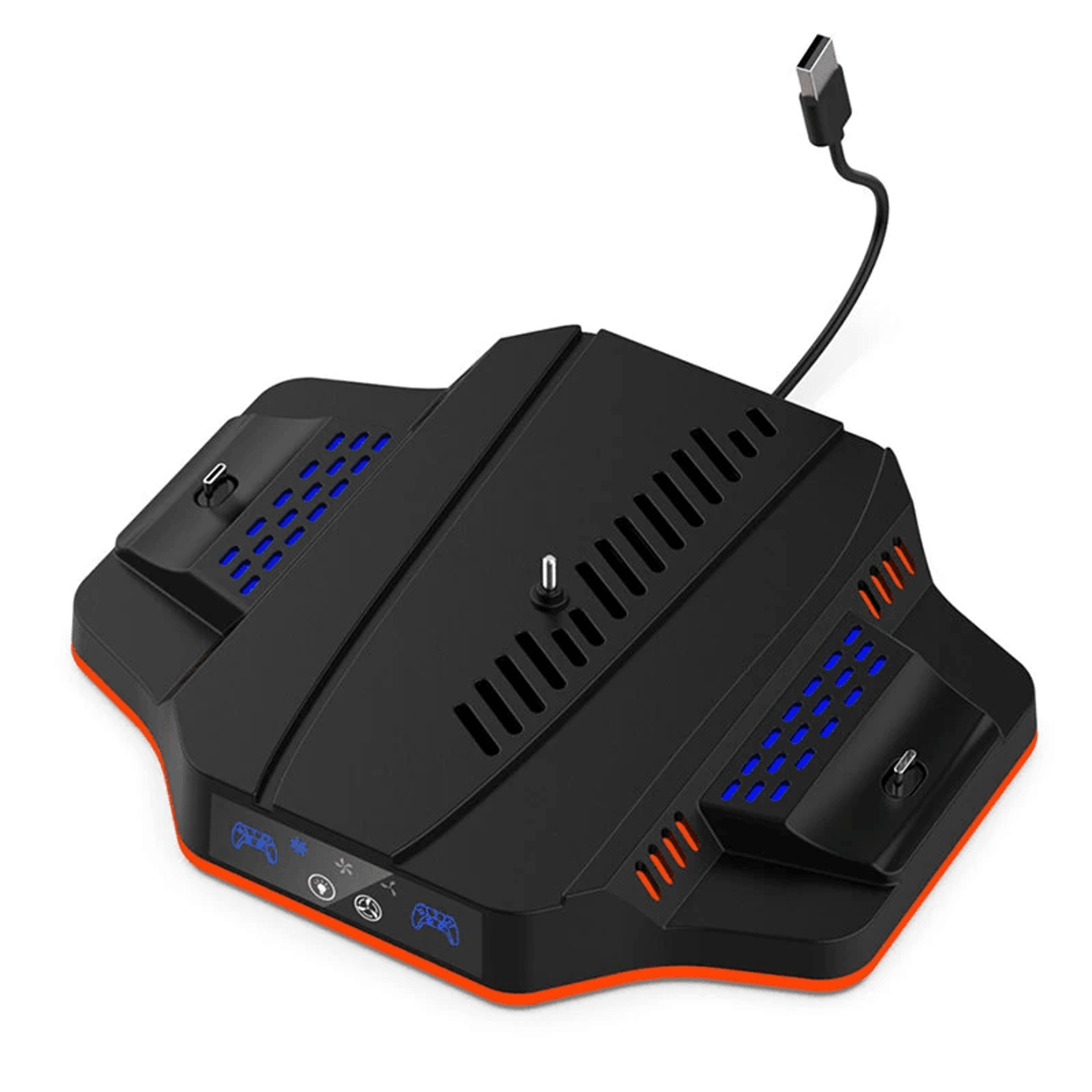 slim cooling stand with dual controller charging station and rgb light