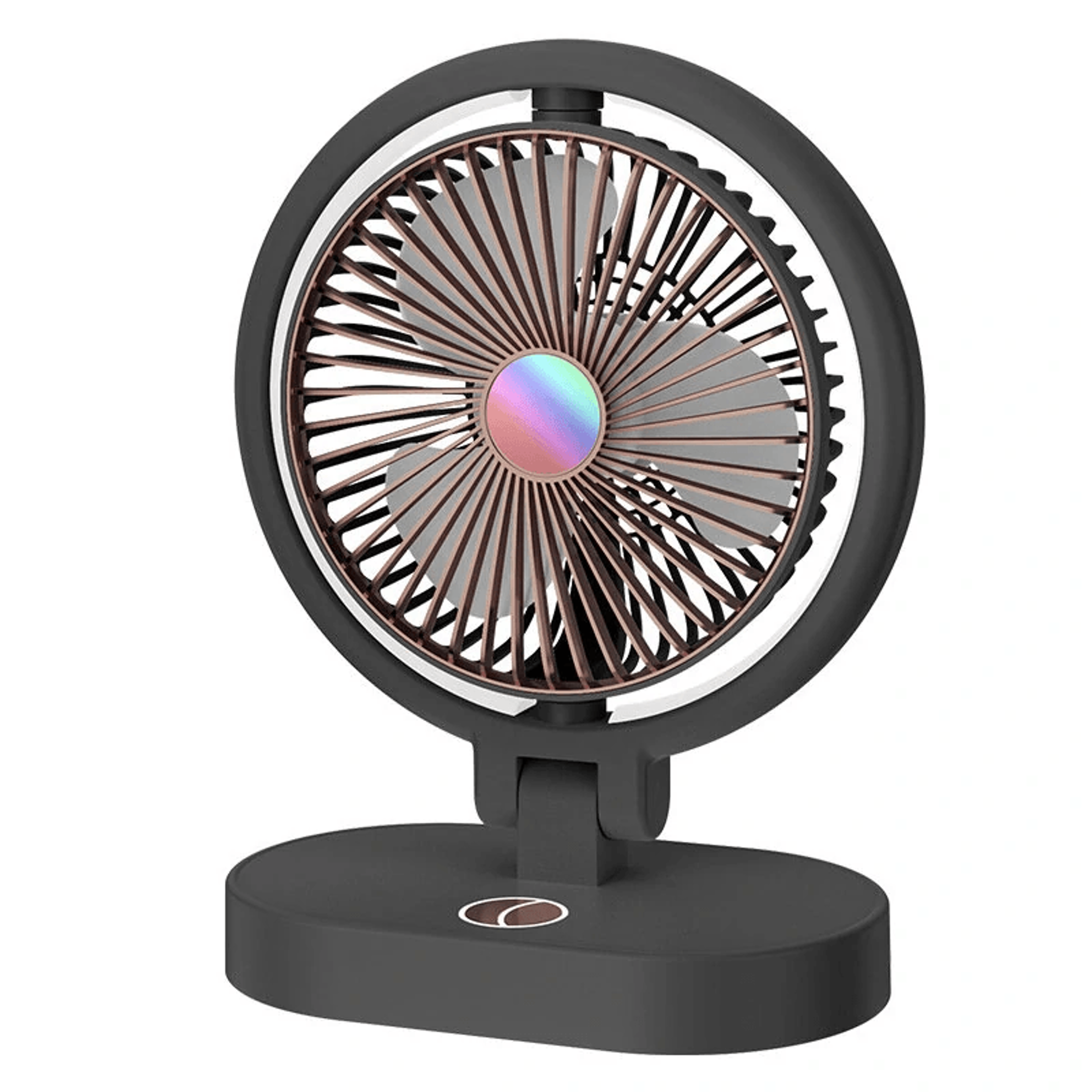 portable folding desk fan with usb charging quiet three speed cooling and led night light