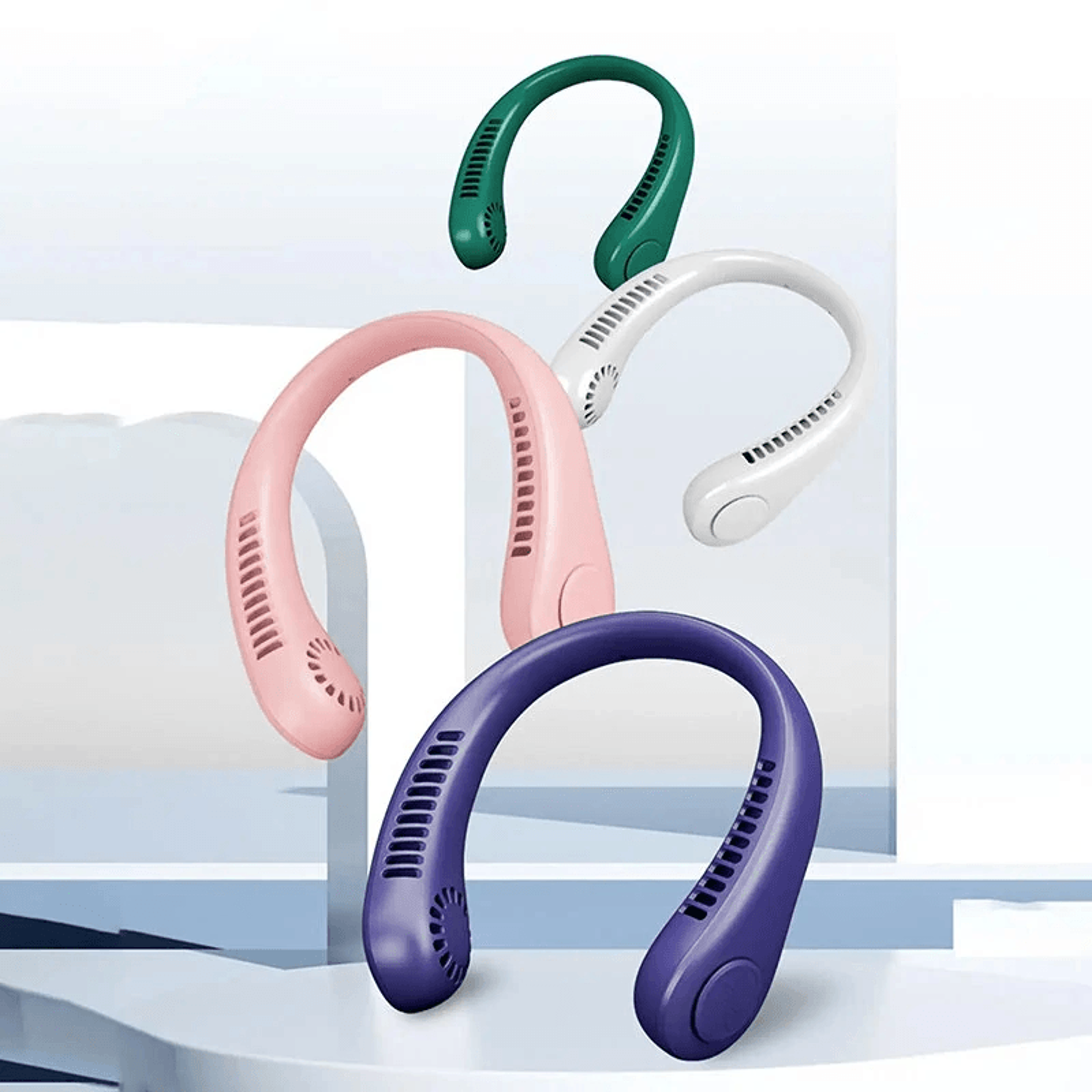 portable bladeless neck fan with rechargeable battery and speed cooling