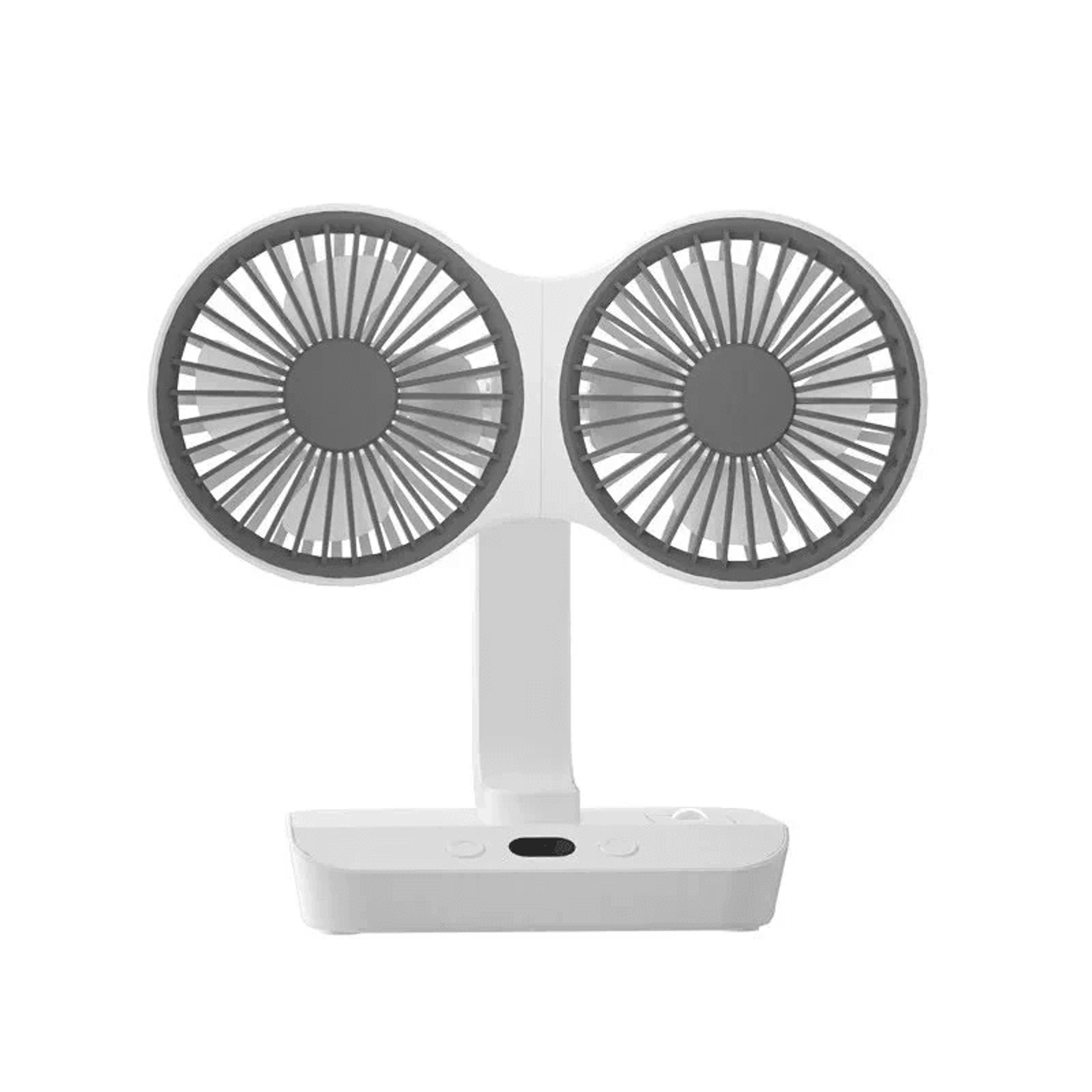 dual head rechargeable oscillating desk fan with degree adjustable airflow