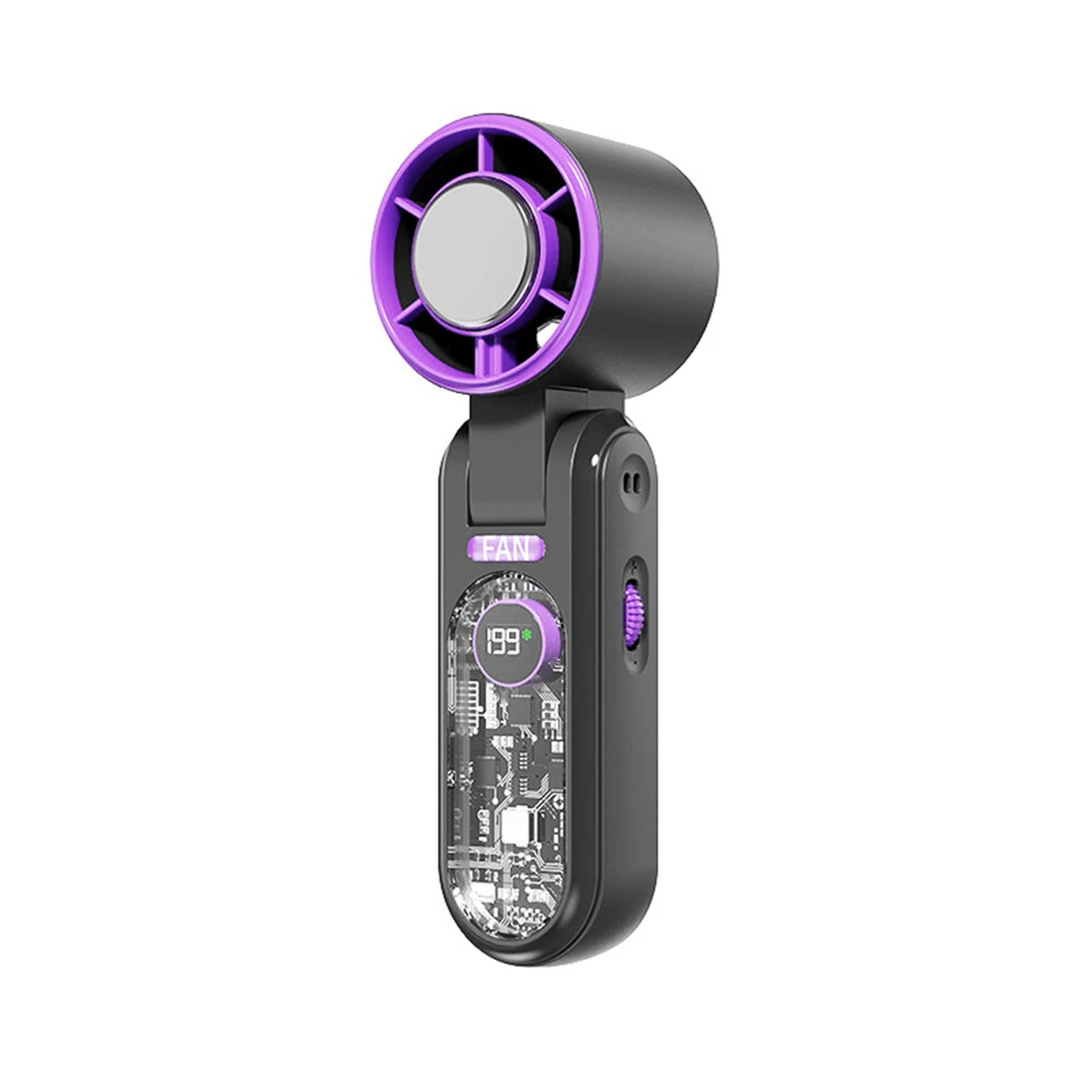 ice cooling handheld fan with speed settings rechargeable battery and digital display