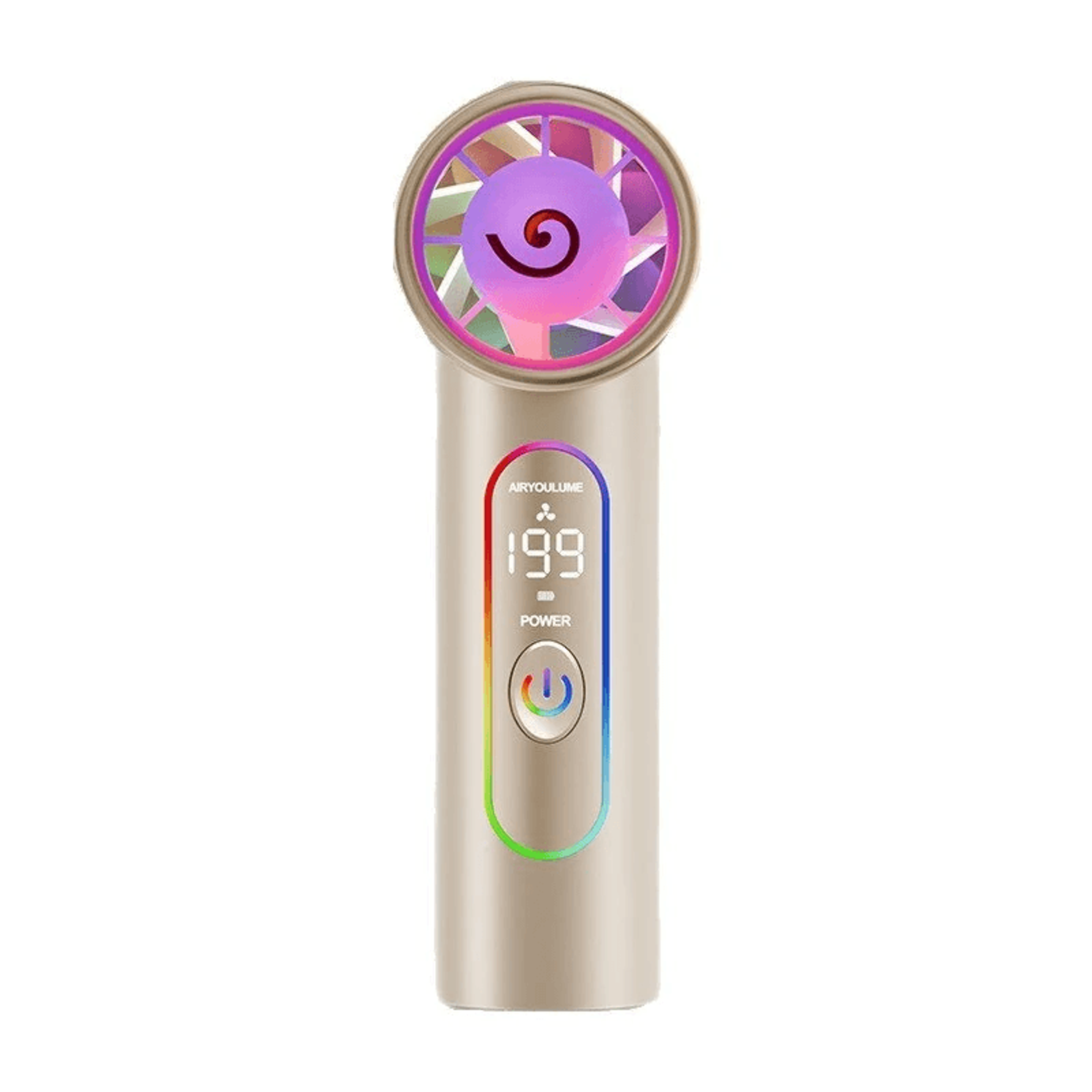 rechargeable portable handheld fan with speed levels clip and colorful light