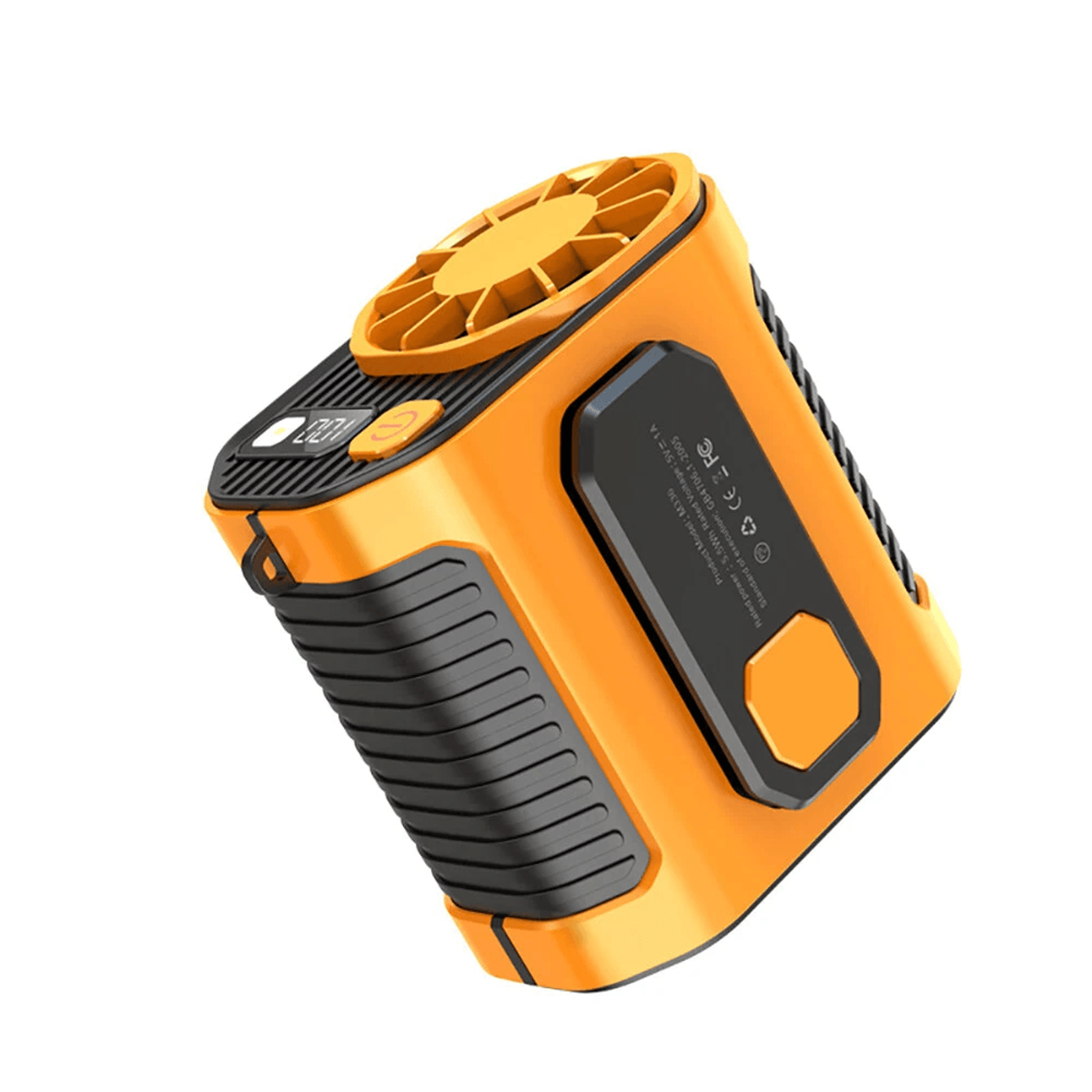 portable waist fan with rechargeable battery and led camping light