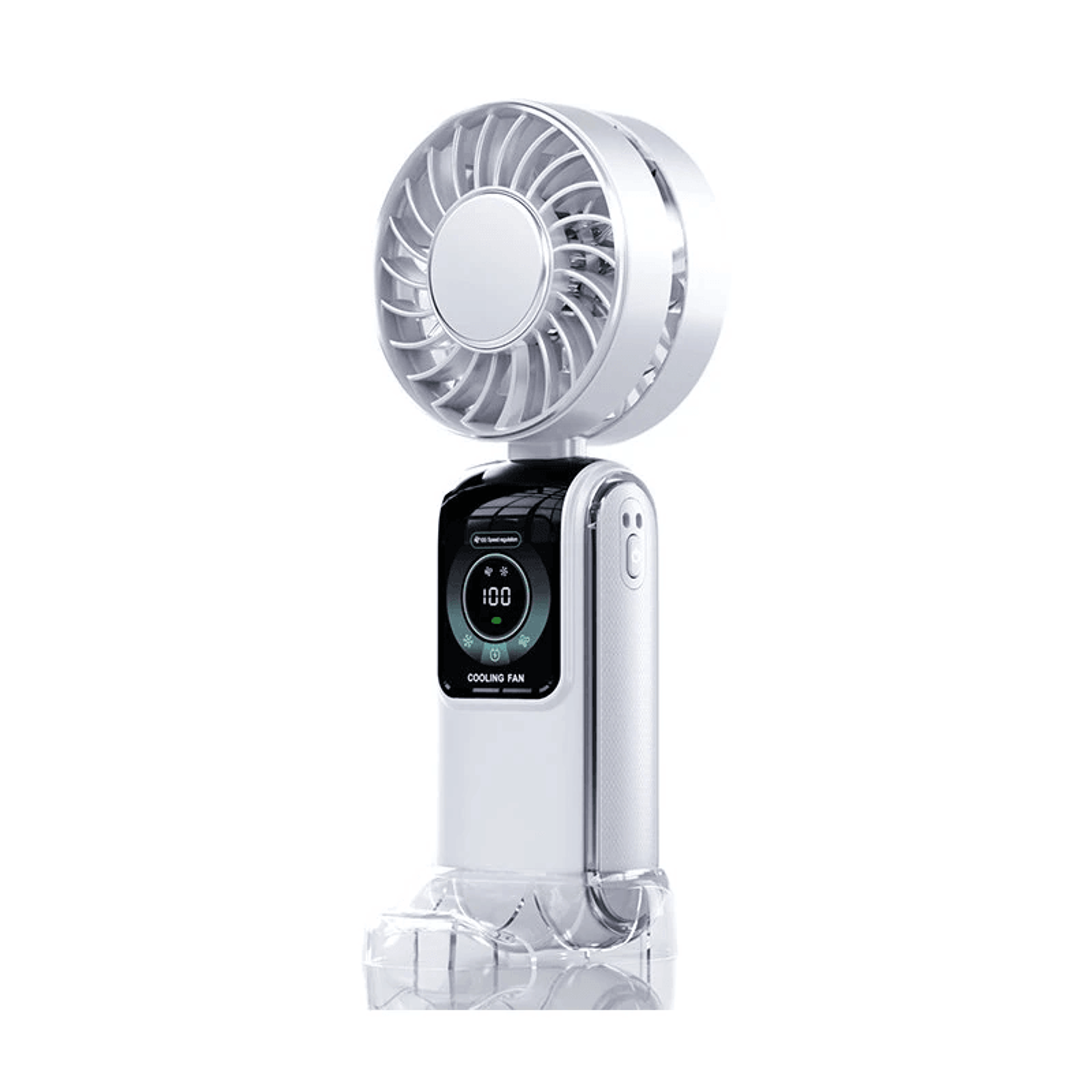 high speed handheld cooling fan with smart led display and foldable rechargeable design
