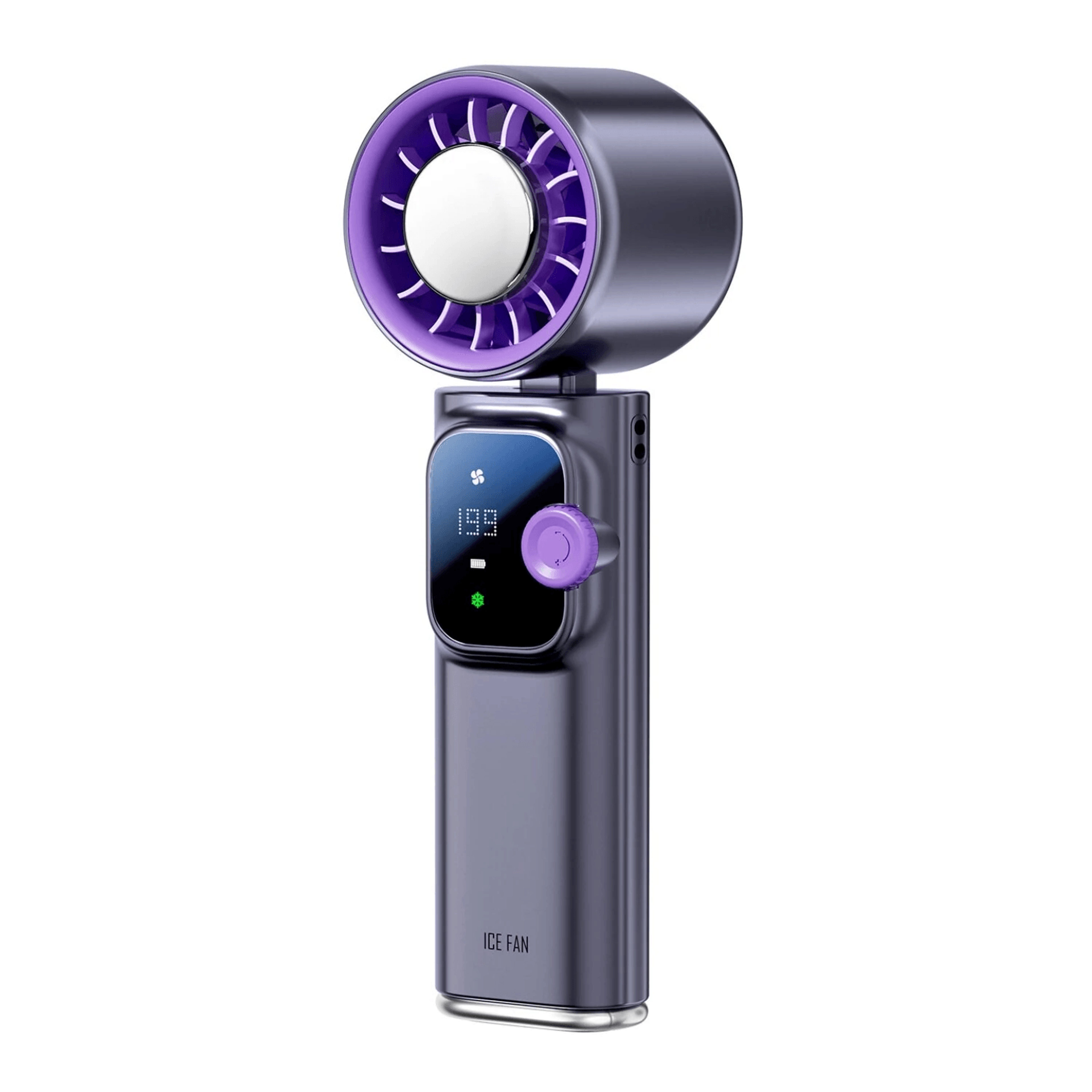 portable handheld cooling fan with speed levels rechargeable battery and digital display
