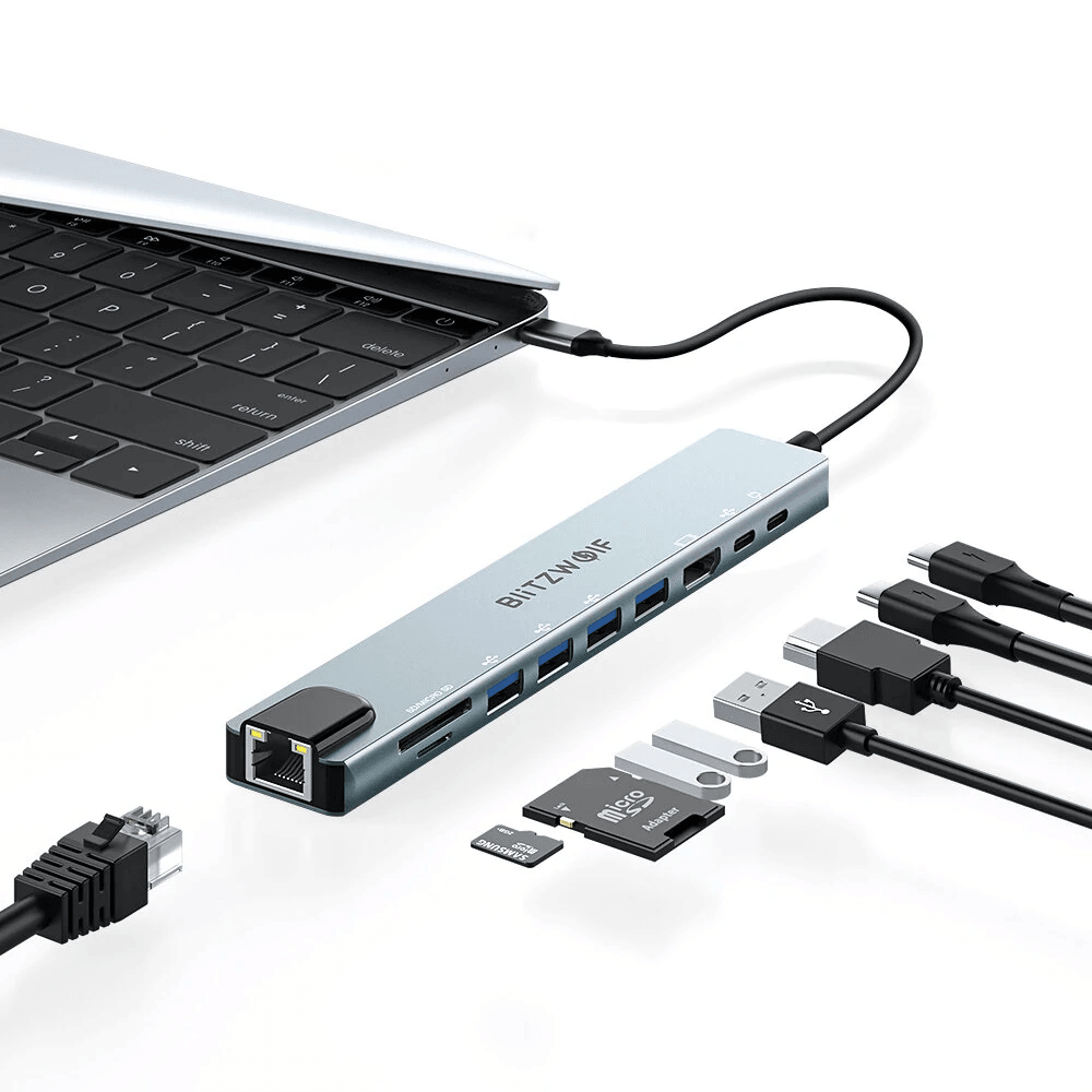 usb c hub docking station with hdmi pd ethernet and card reader
