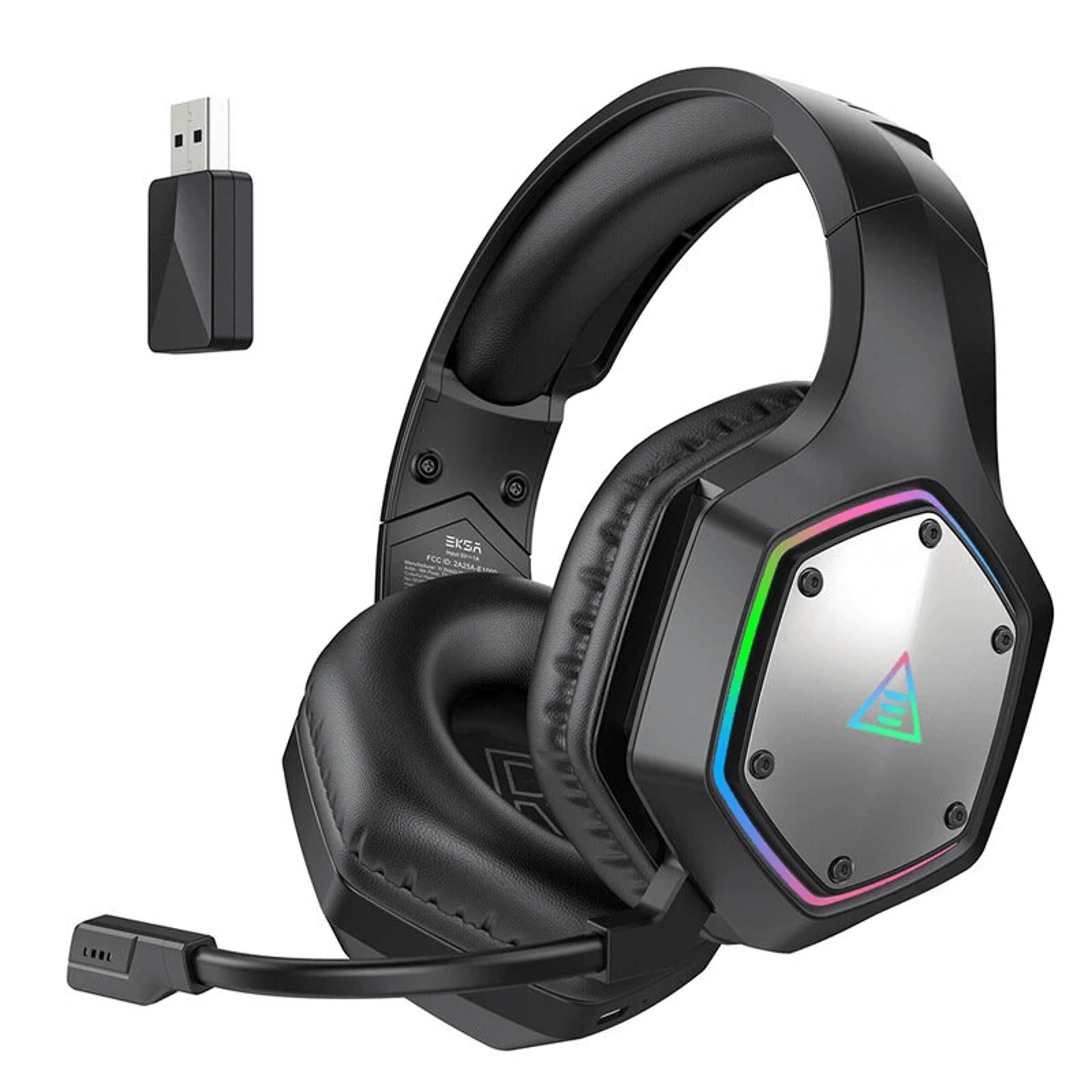 wireless gaming headset with surround sound noise cancelling mic and low latency