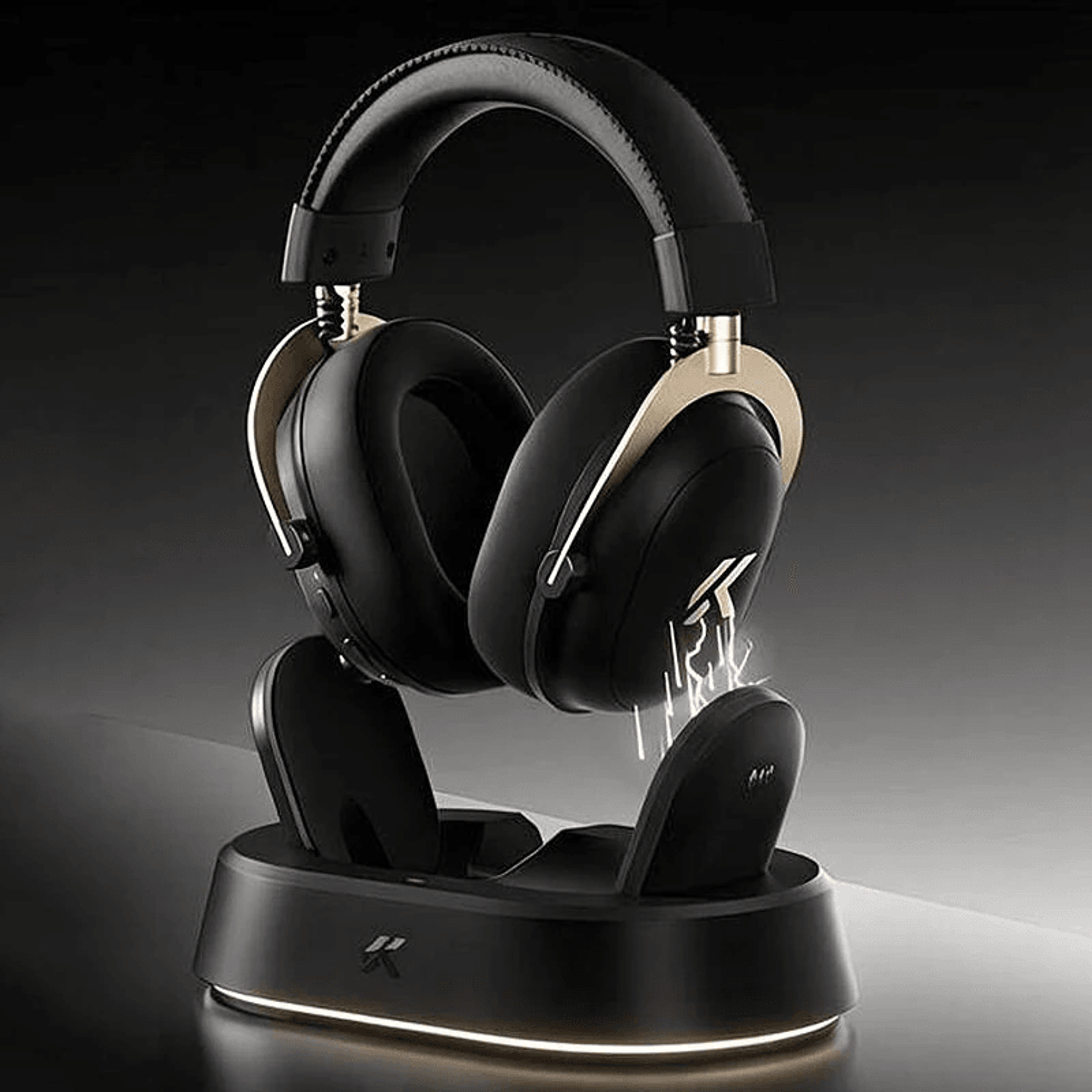 tri mode wireless gaming headset with surround sound and rgb magnetic charging dock