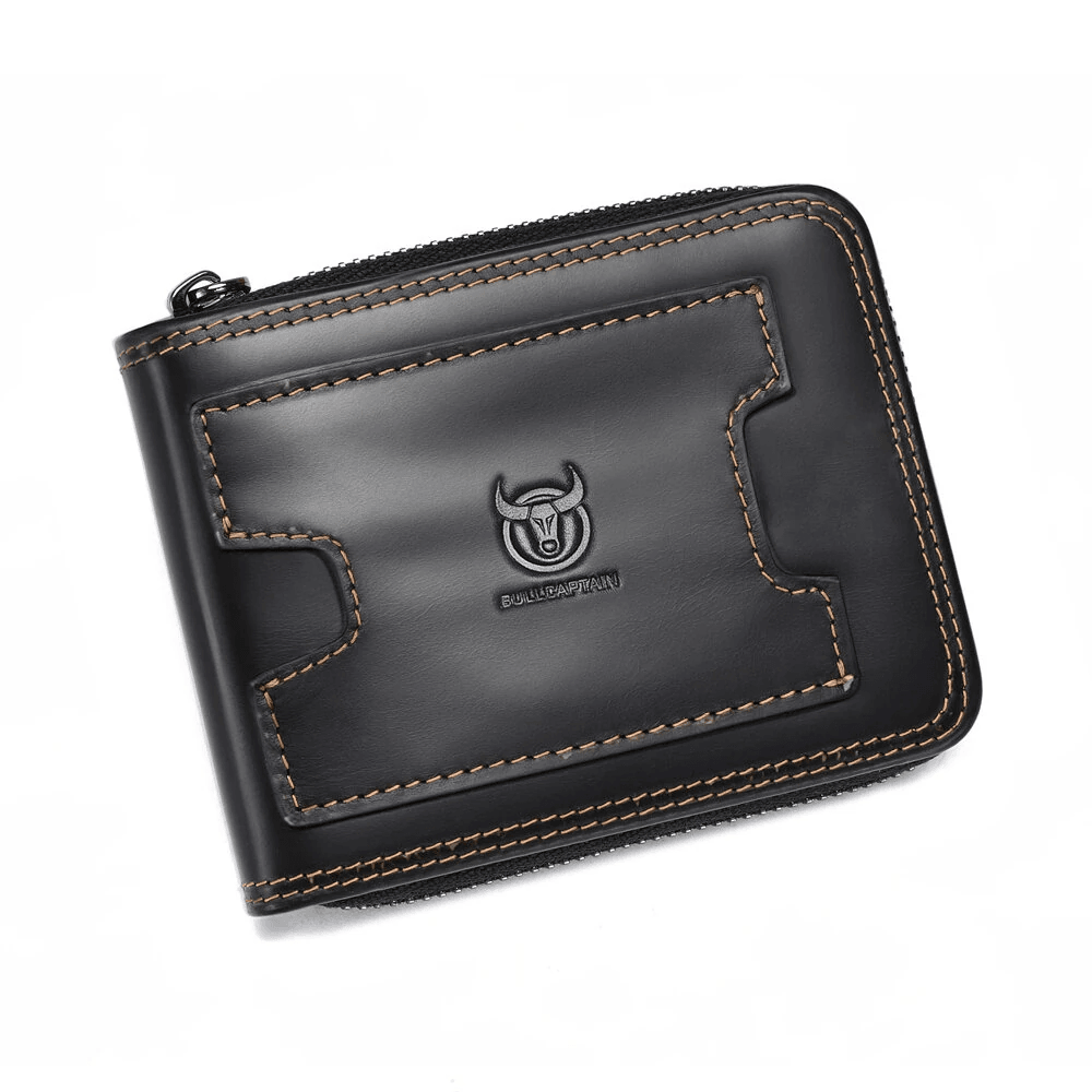 genuine leather rfid blocking zipper wallet for men with multi card storage
