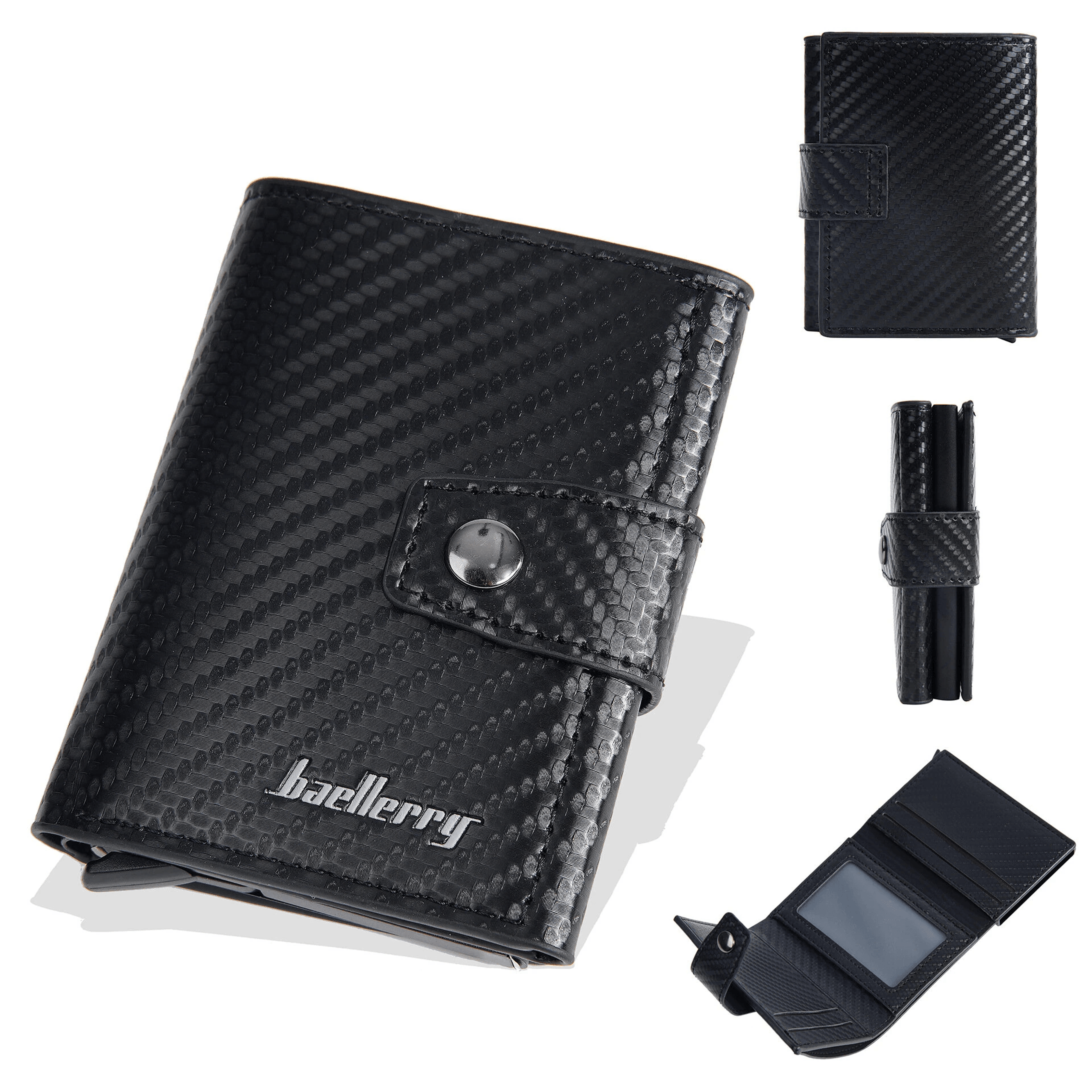 rfid blocking trifold wallet with auto pop up card holder coin pocket and money clip