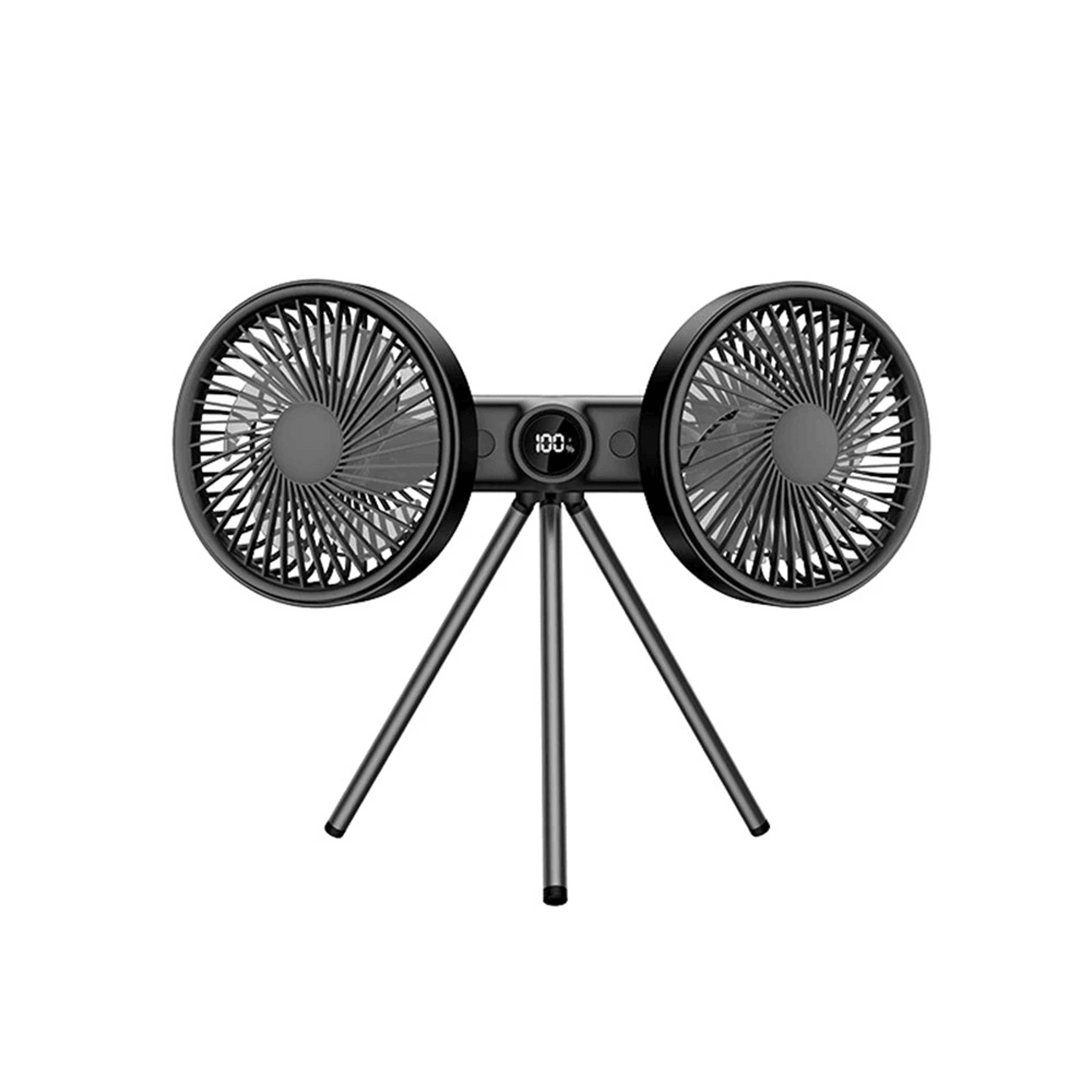 dual head tripod fan portable rechargeable cooling fan with adjustable airflow