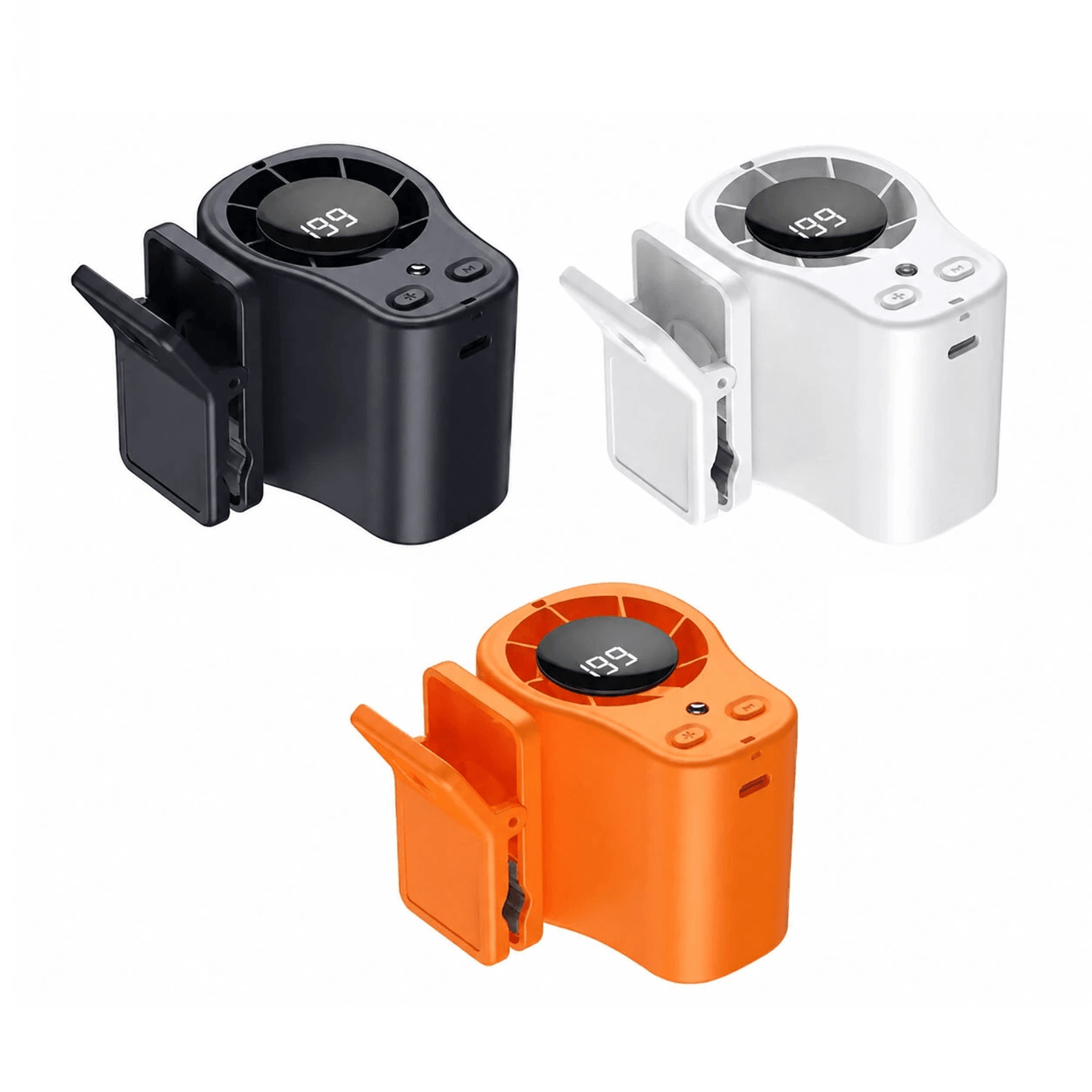 rechargeable waist fan with clip on design speed control and led display