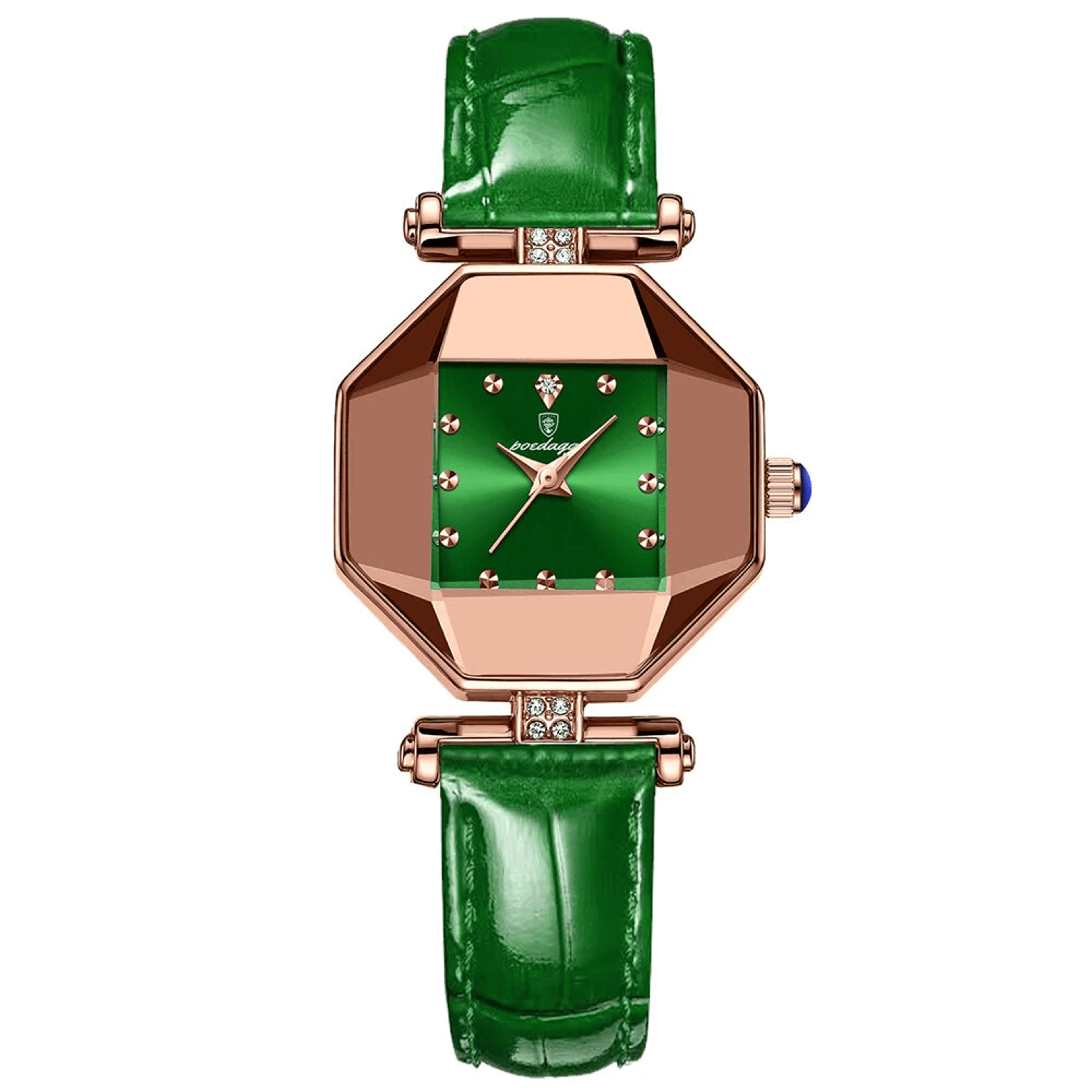 elegant rhinestone quartz watch for women with leather strap and waterproof design