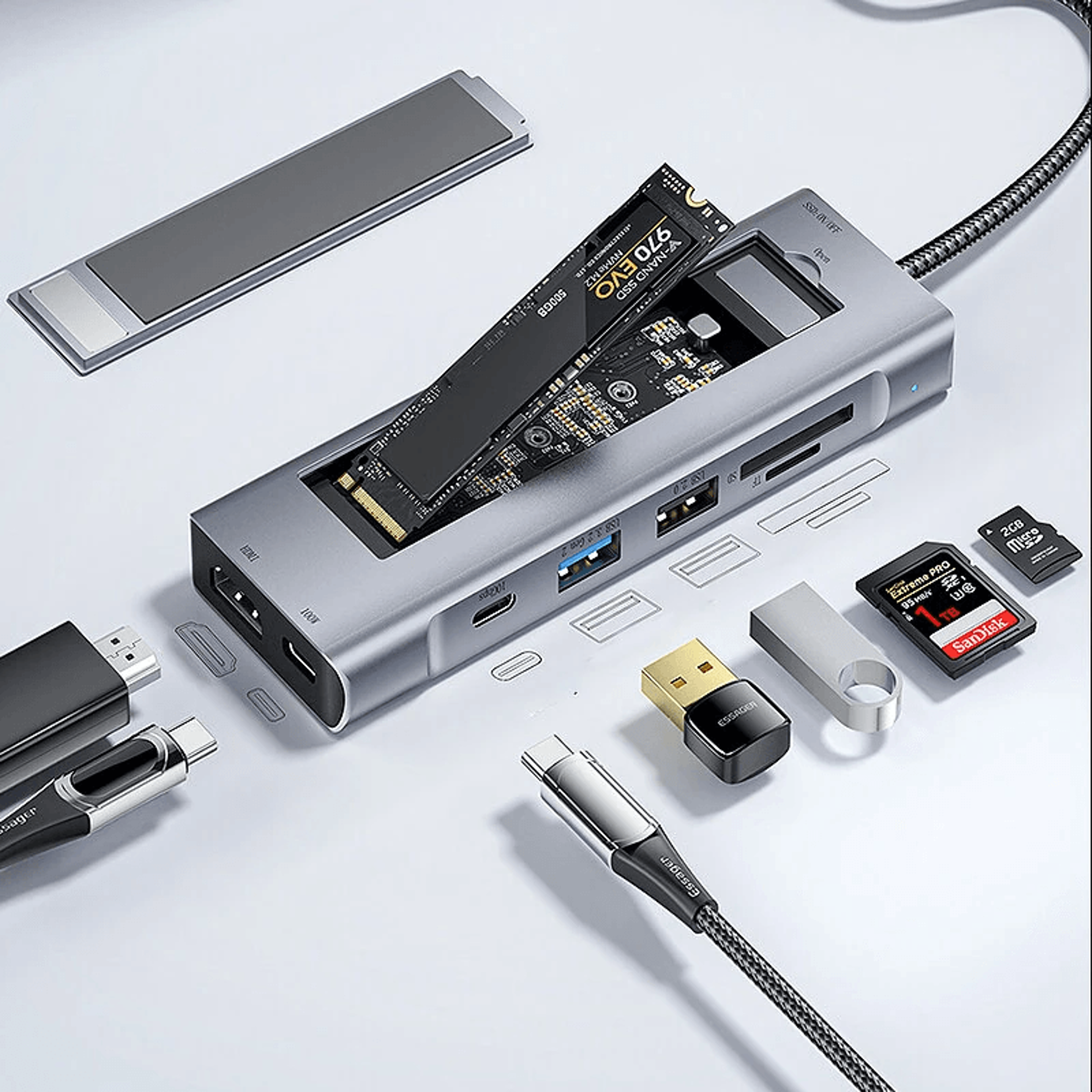 usb c docking station with ssd storage pd and gbps data hub