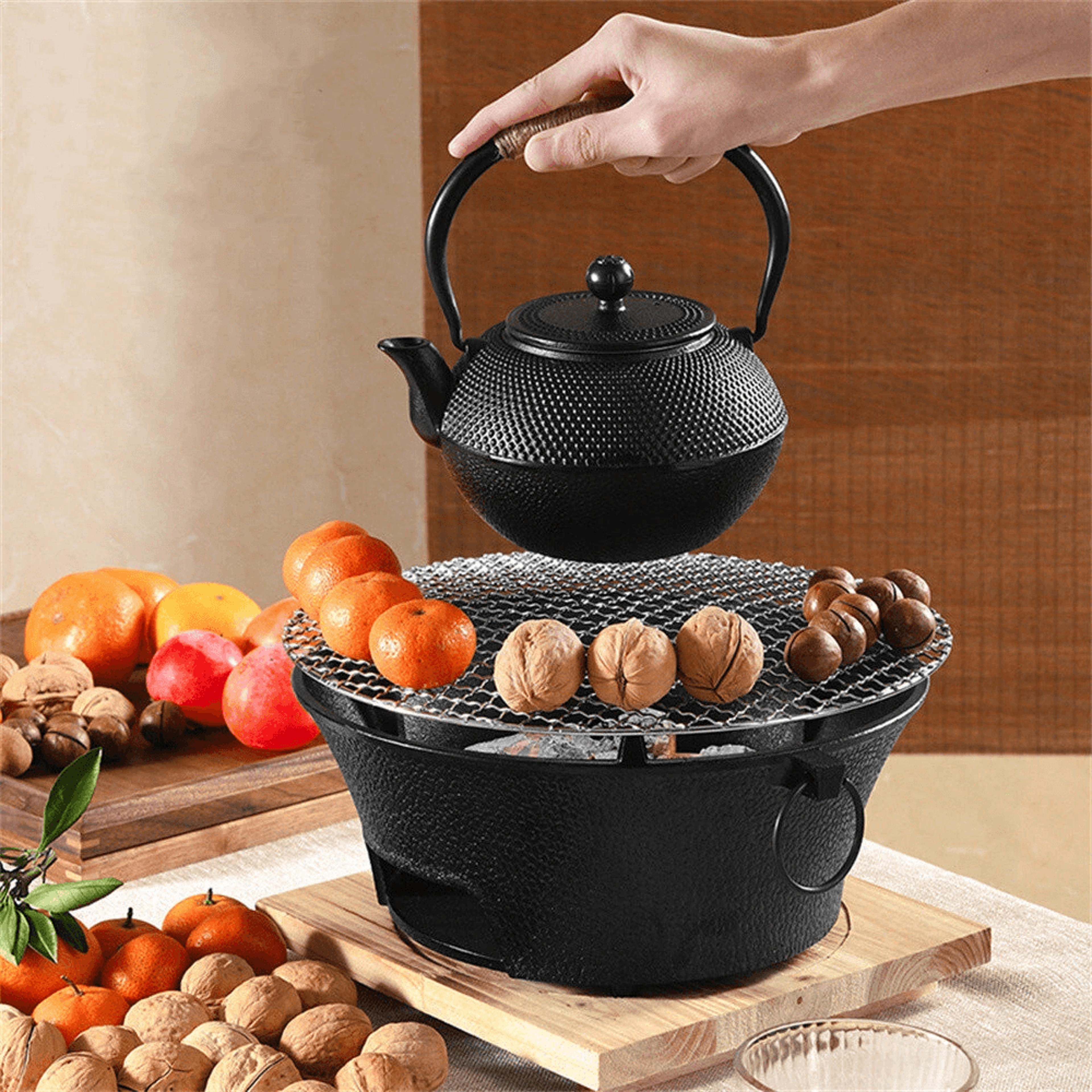 cast iron charcoal stove portable outdoor camping grill for bbq and picnics