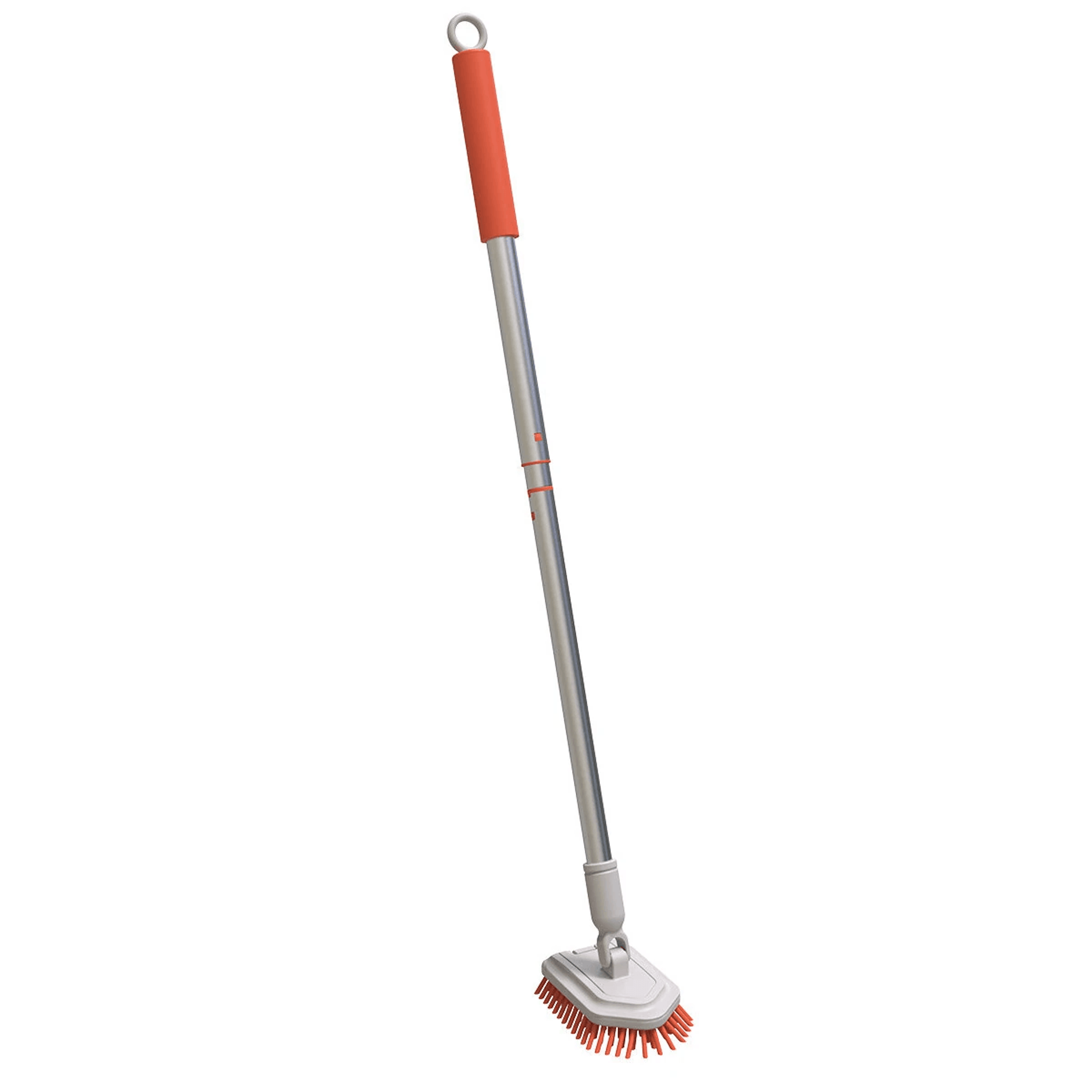rotating bathroom cleaning brush with non slip grip for tiles corners and everyday scrubbing