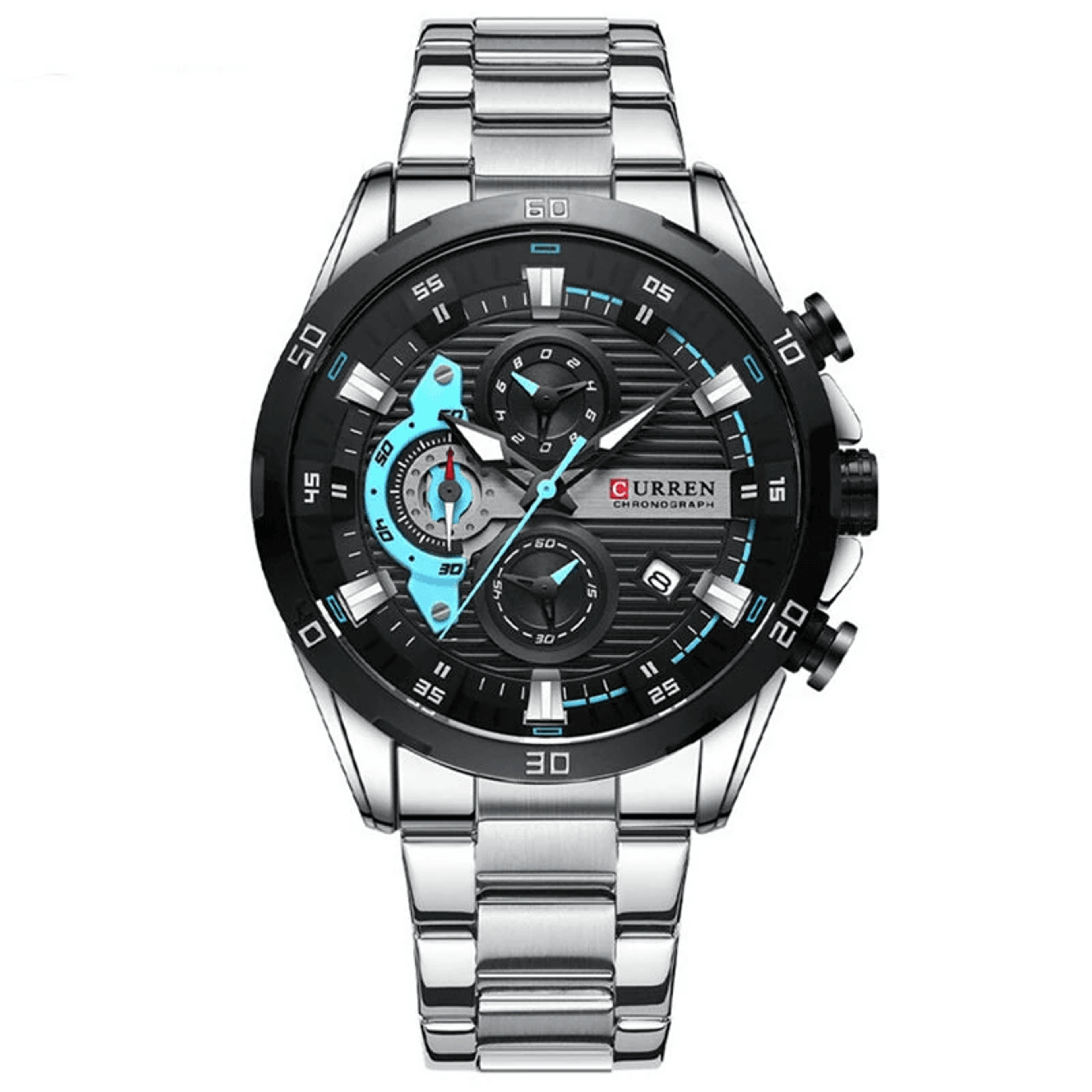mens stainless steel chronograph quartz watch waterproof business casual wristwatch