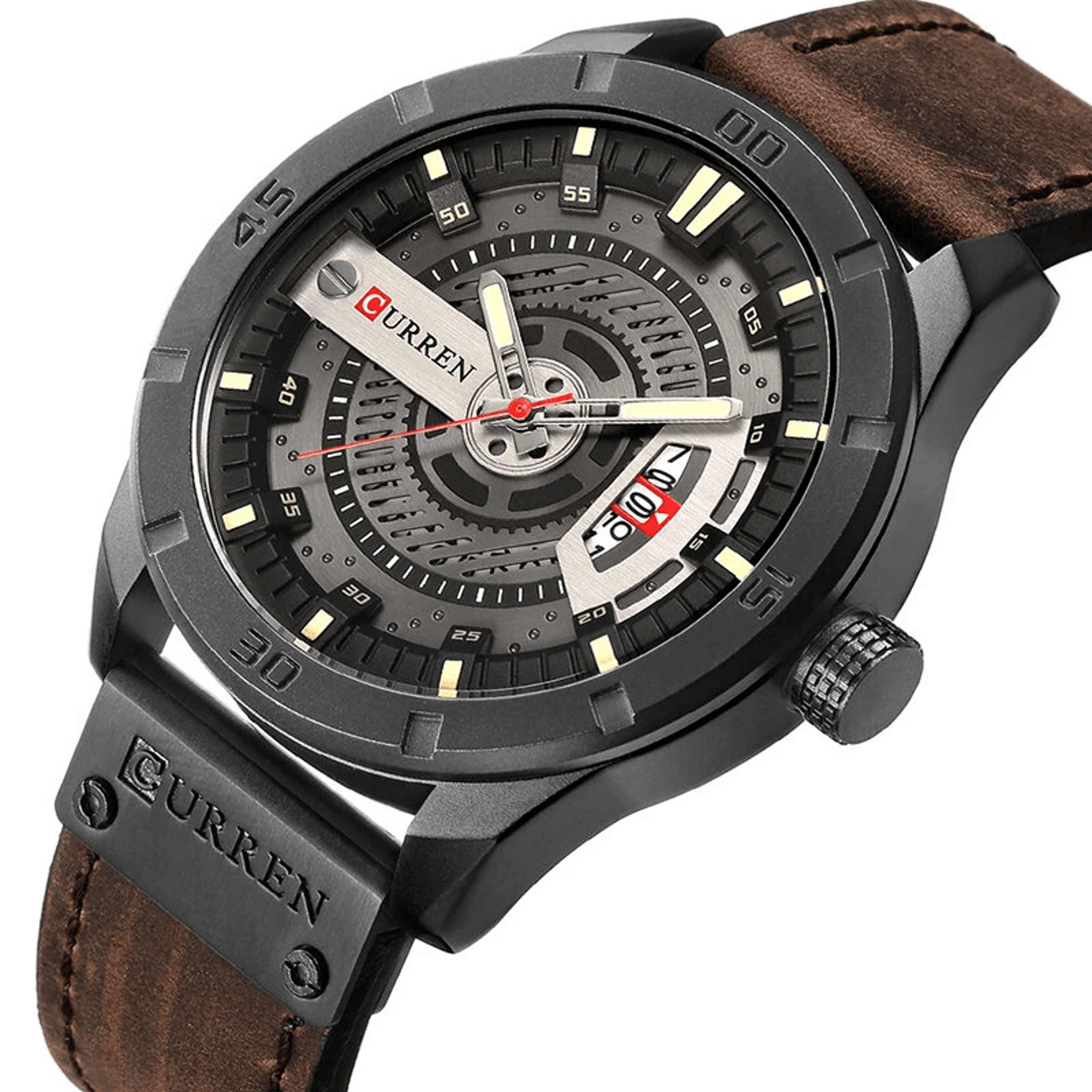 classic large dial mens quartz watch with luminous hands calendar and water resistant design