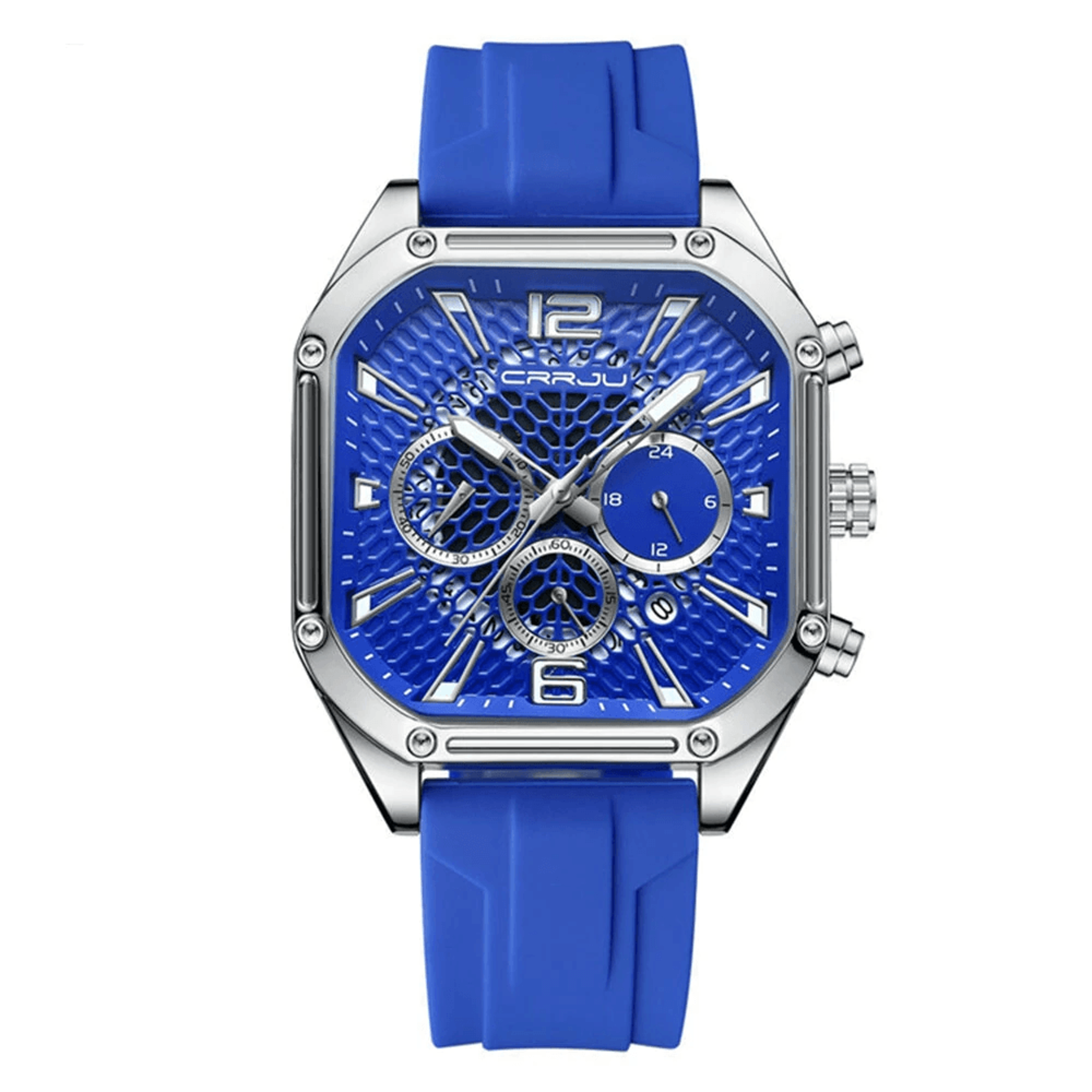 mens waterproof quartz watch with silicone strap automatic date and business casual style
