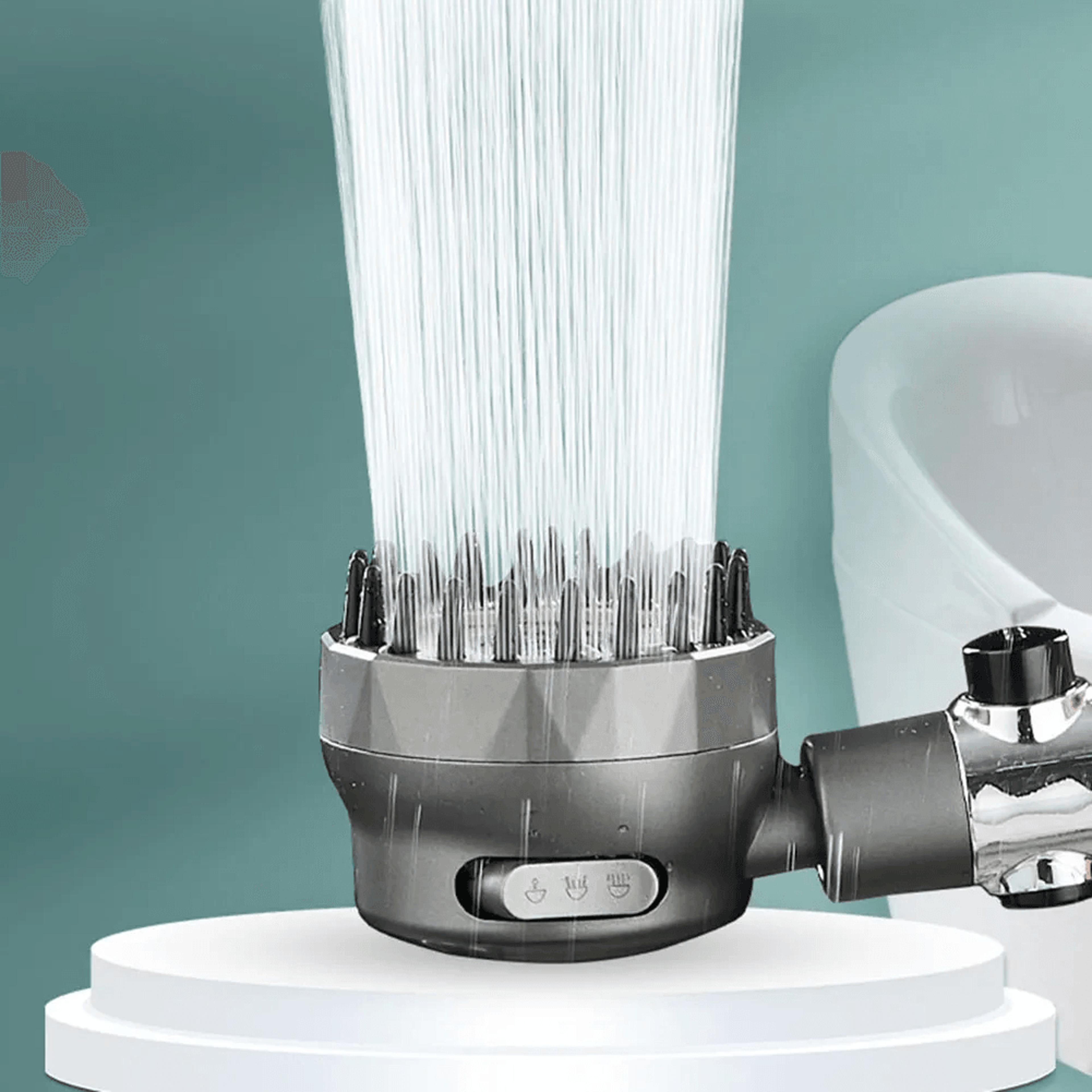 high pressure filter shower head with one touch stop and massage brush