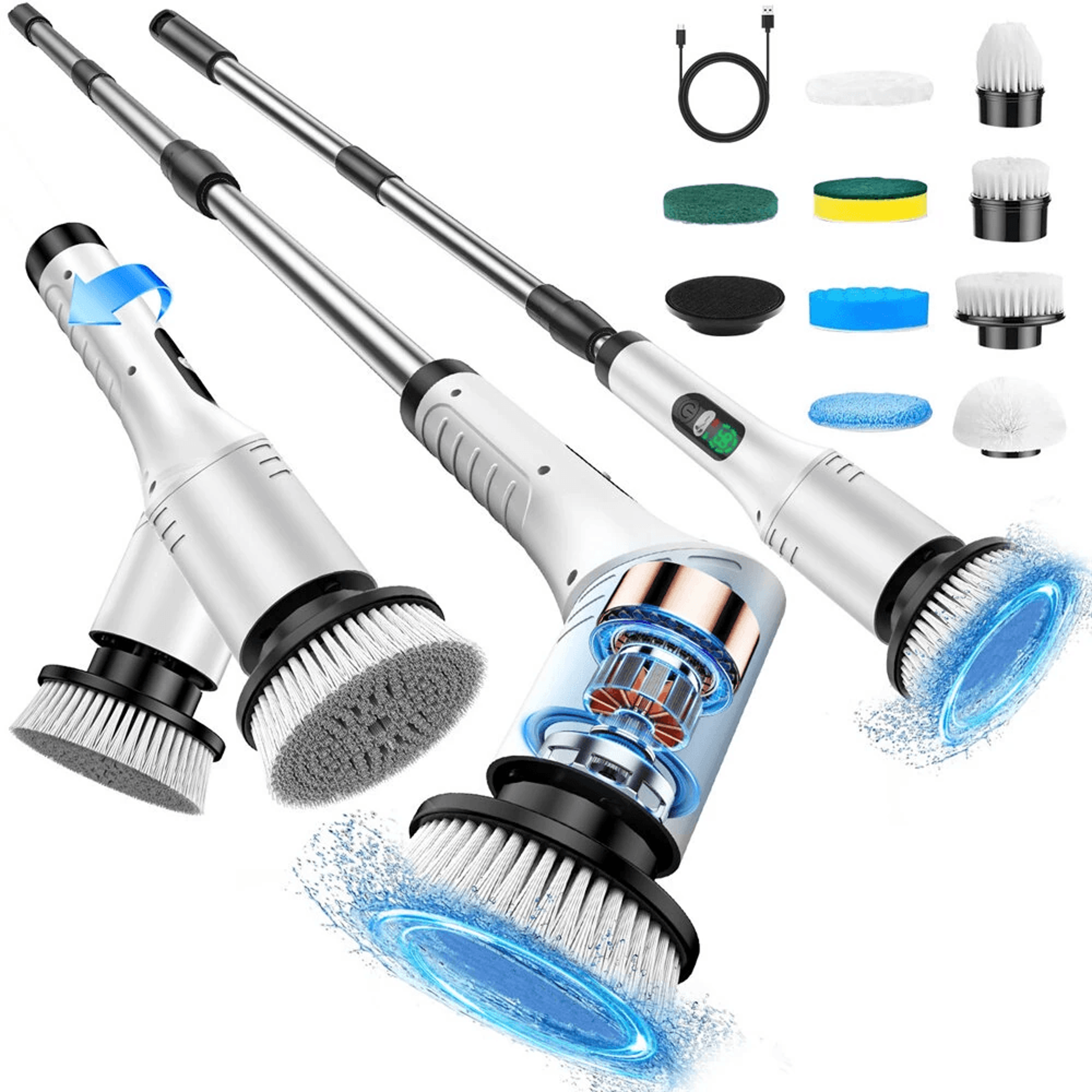 electric spin scrubber cordless cleaning brush with extendable handle