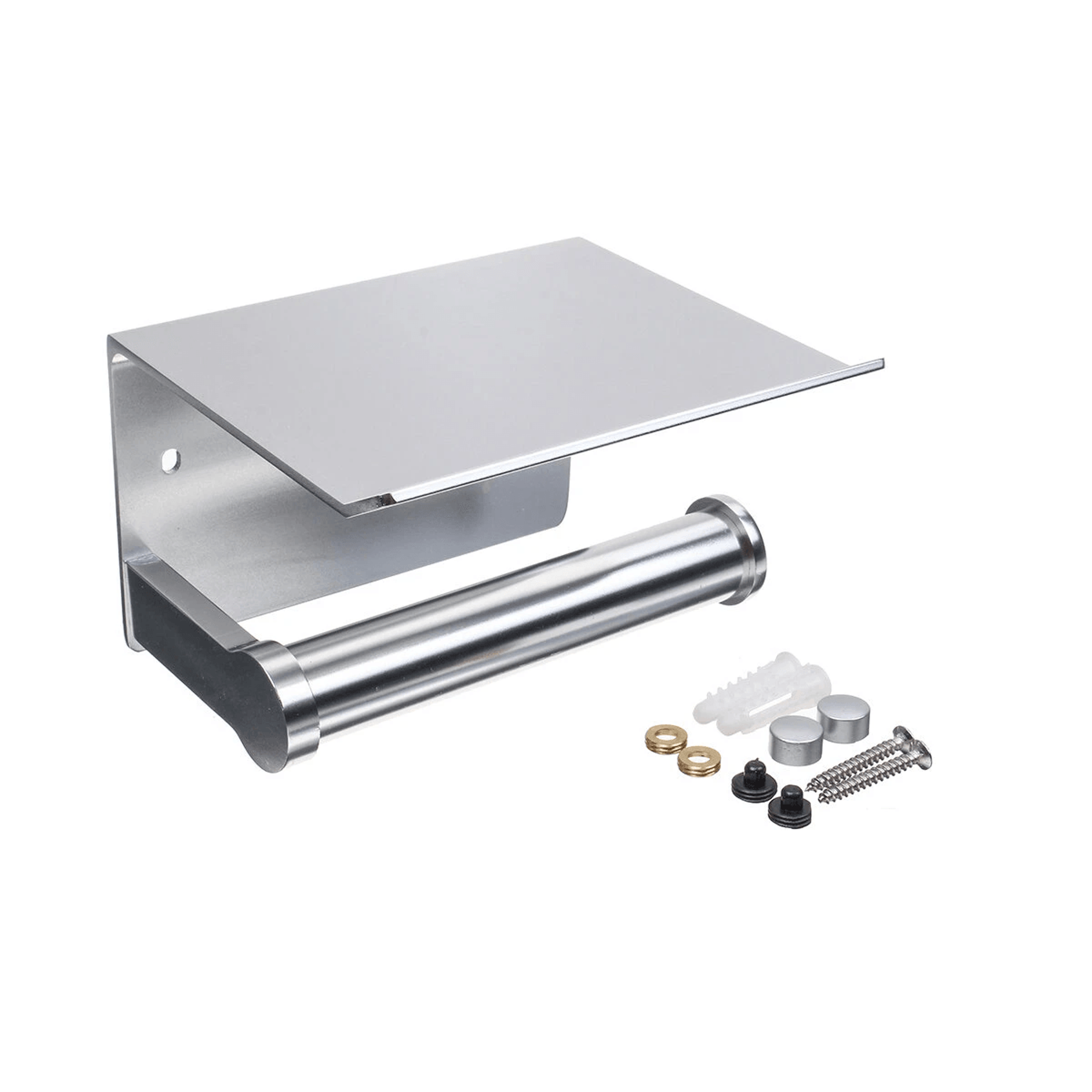 wall mounted toilet paper holder with phone shelf stainless steel bathroom roll holder