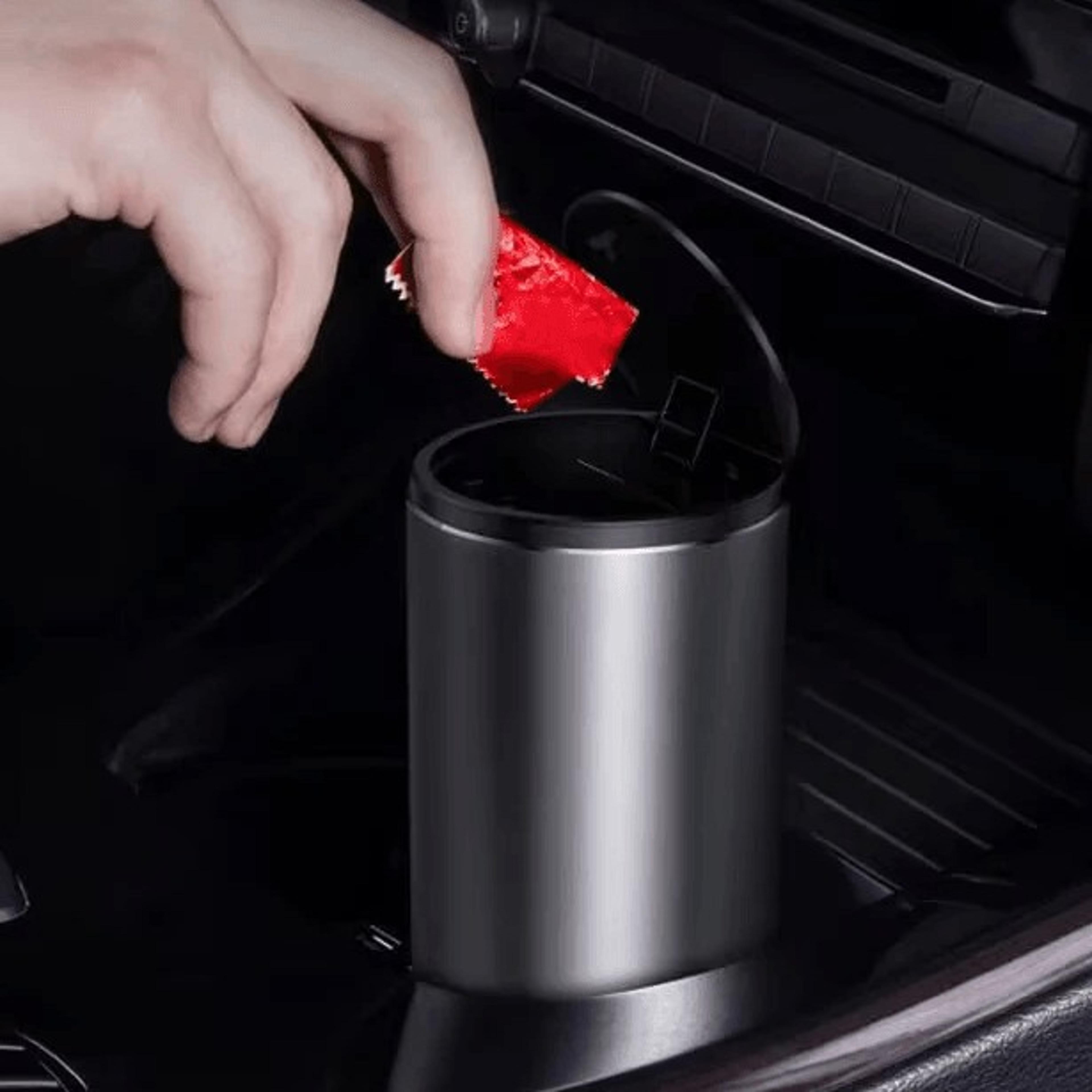 compact car trash can with lid mini vehicle garbage bin and interior organizer