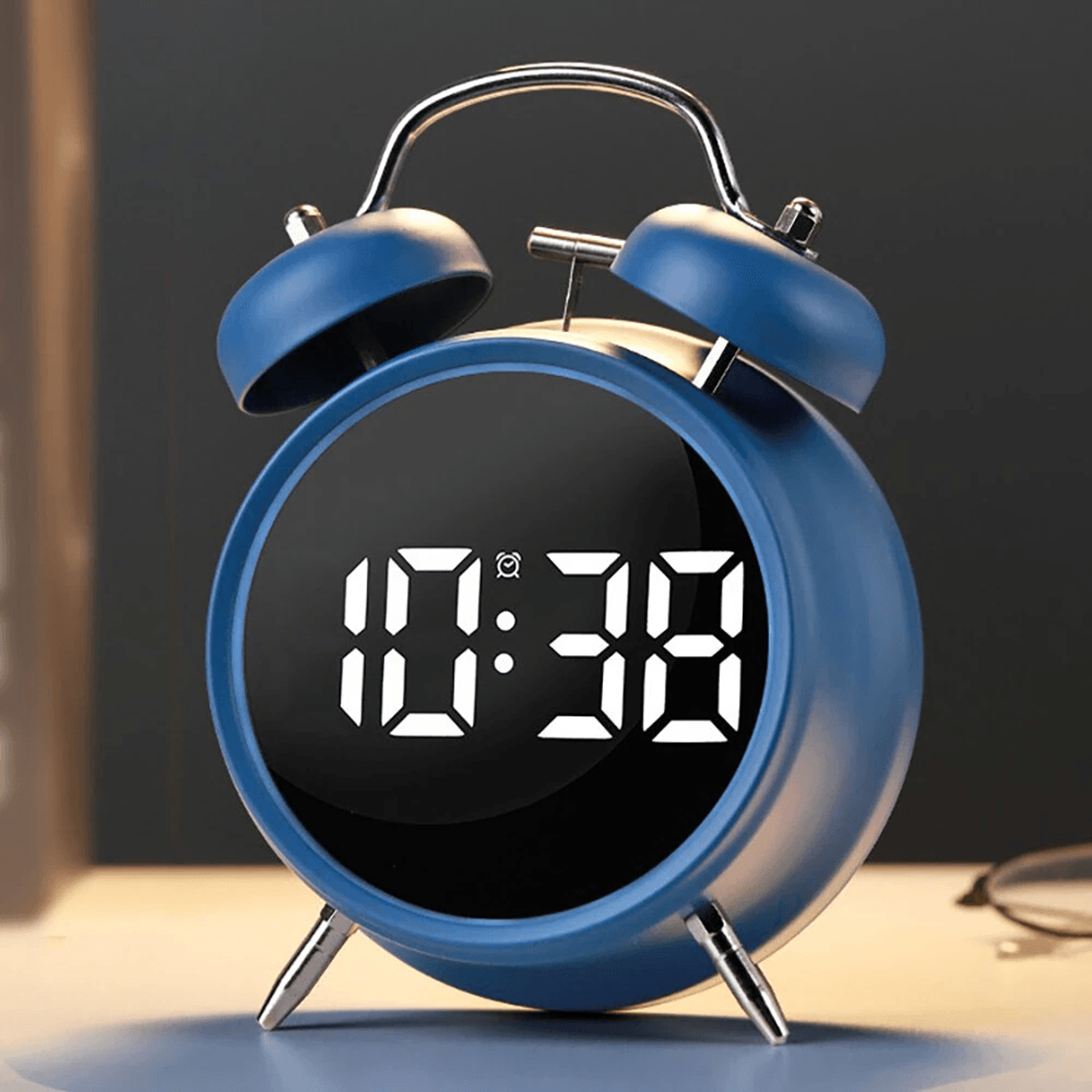 loud digital twin bell alarm clock for heavy sleepers with large led display