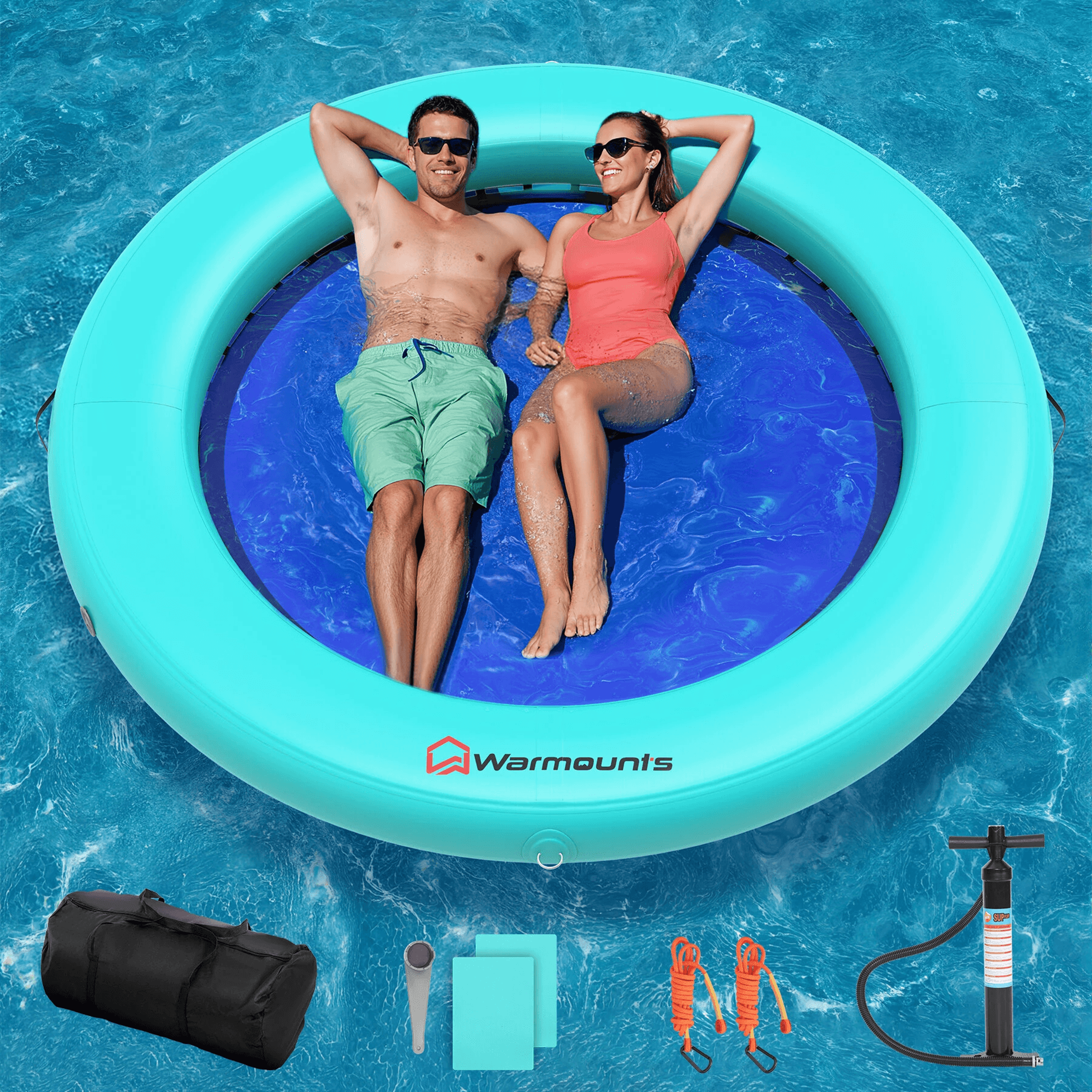 inflatable water hammock floating island heavy duty lake float for adults