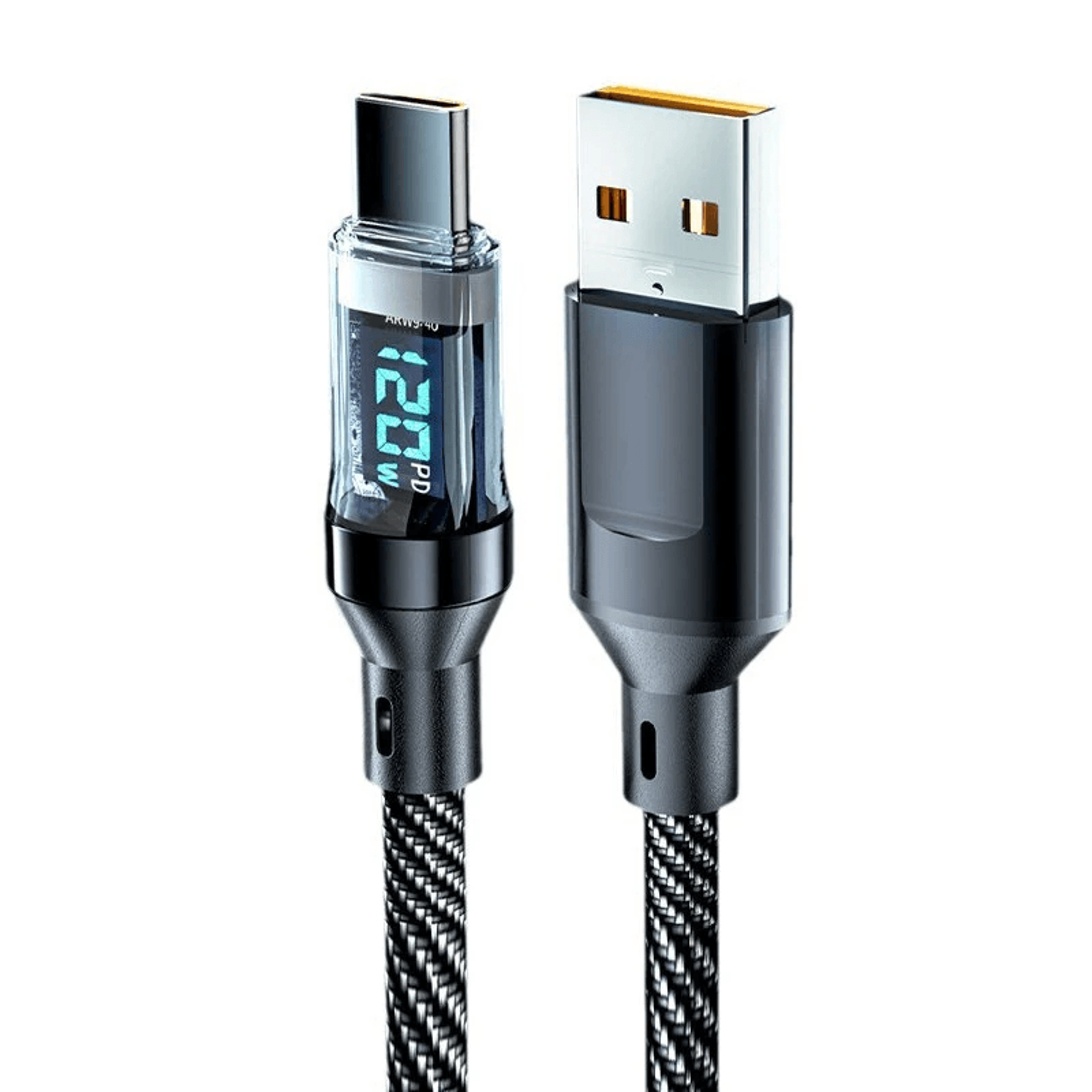 digital display usb a to type c fast charging cable