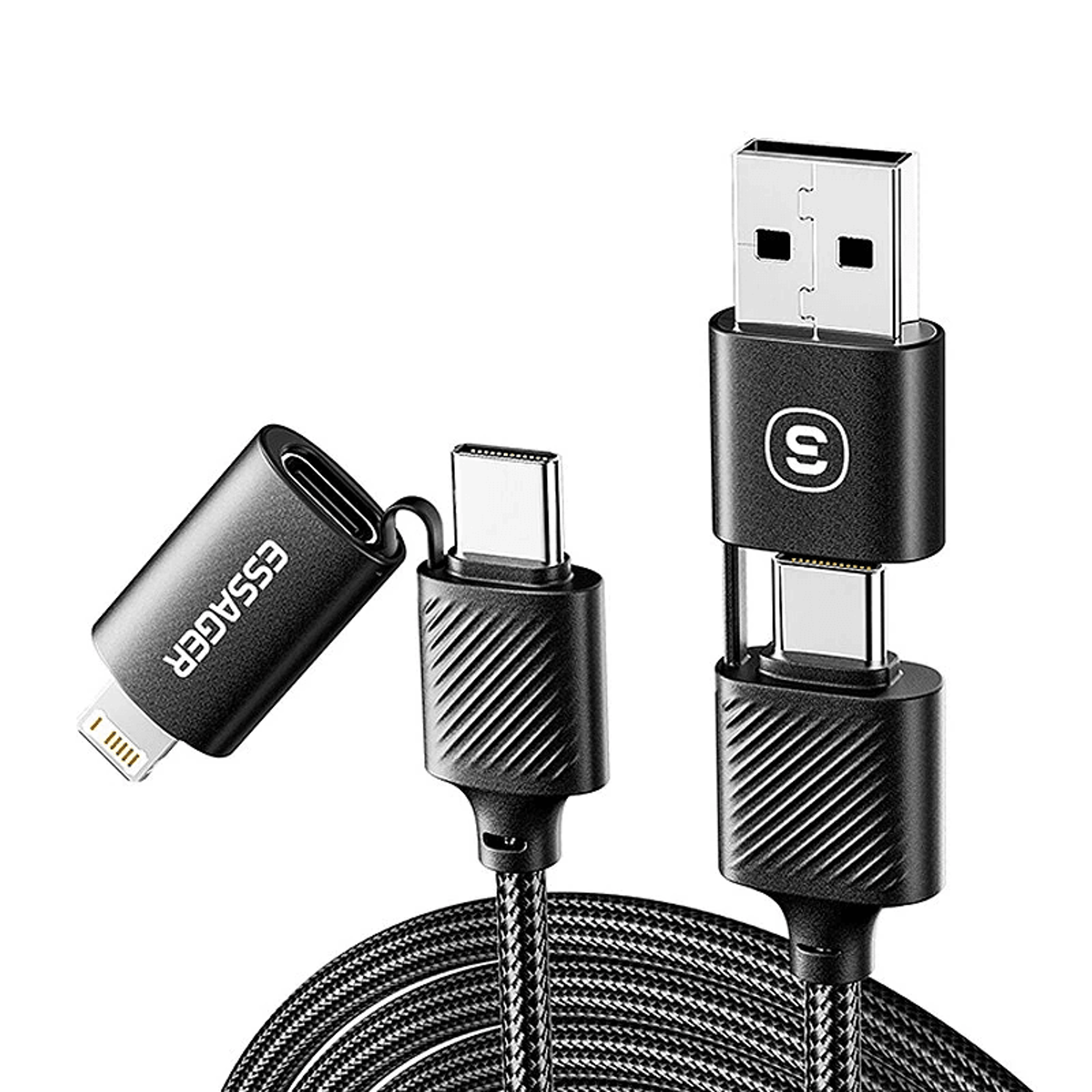 fast charging cable with usb c and lightning connectors