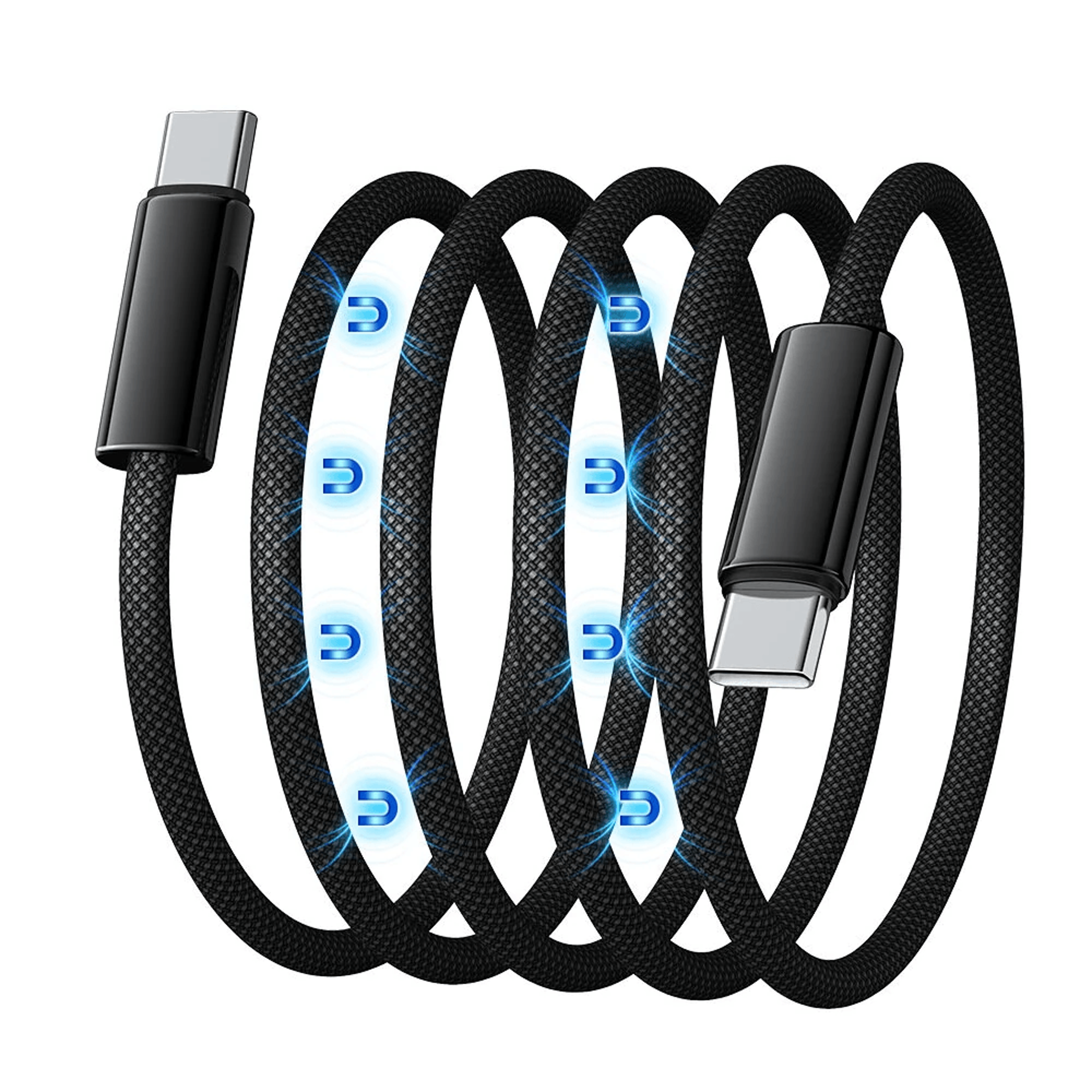 usb c fast charging cable with magnetic self organizing design