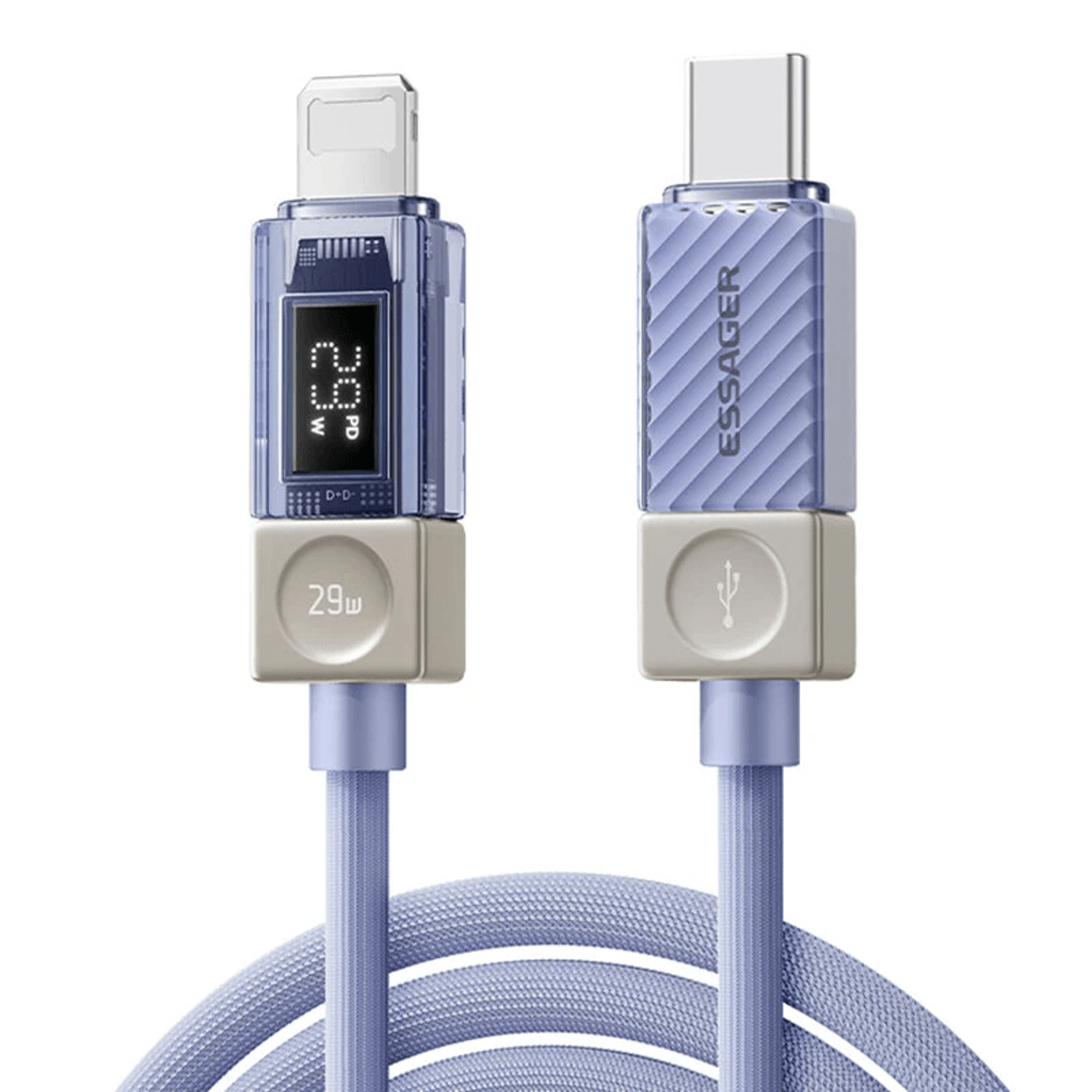 digital display usb c to lightning fast charging cable