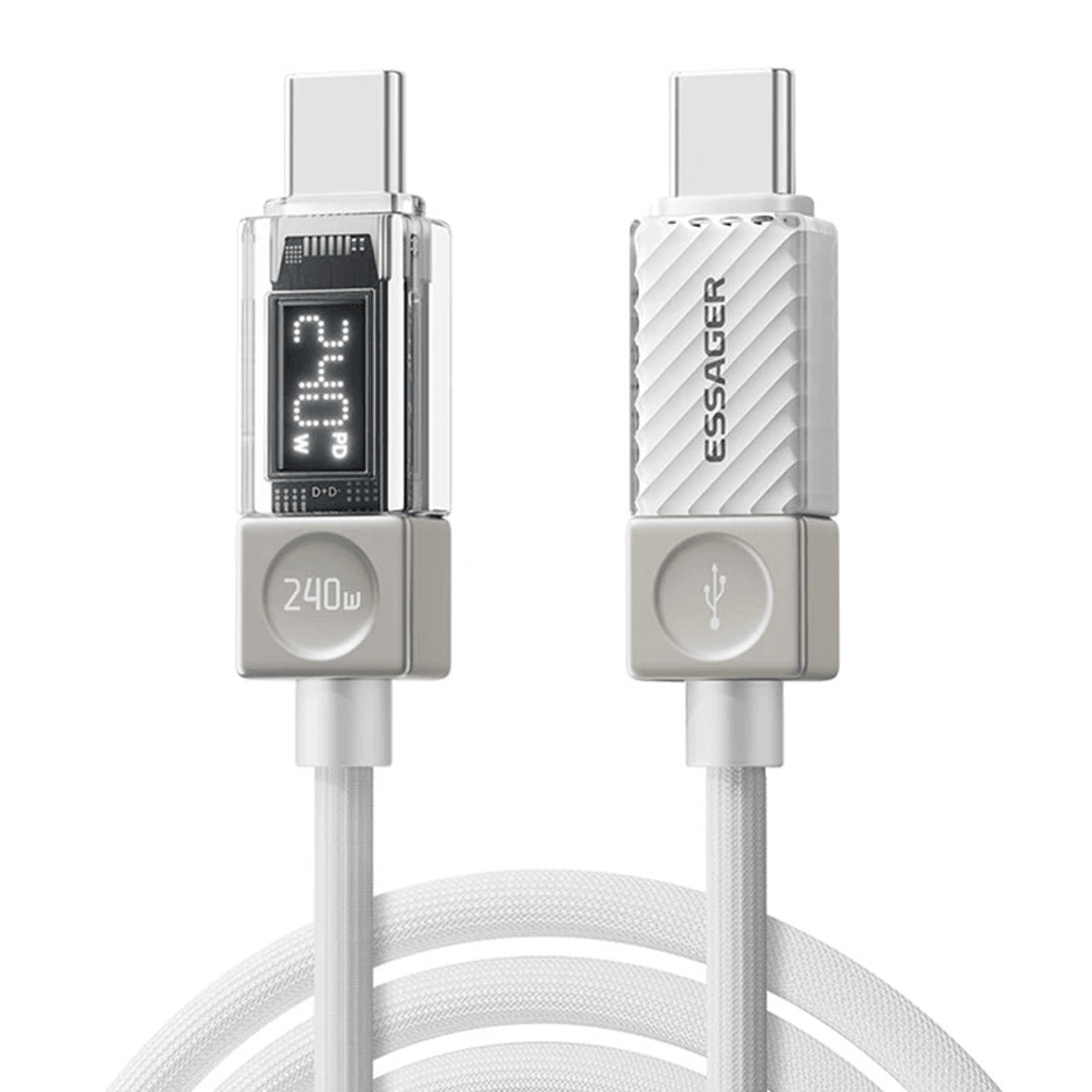 usb c fast charging cable with digital power display