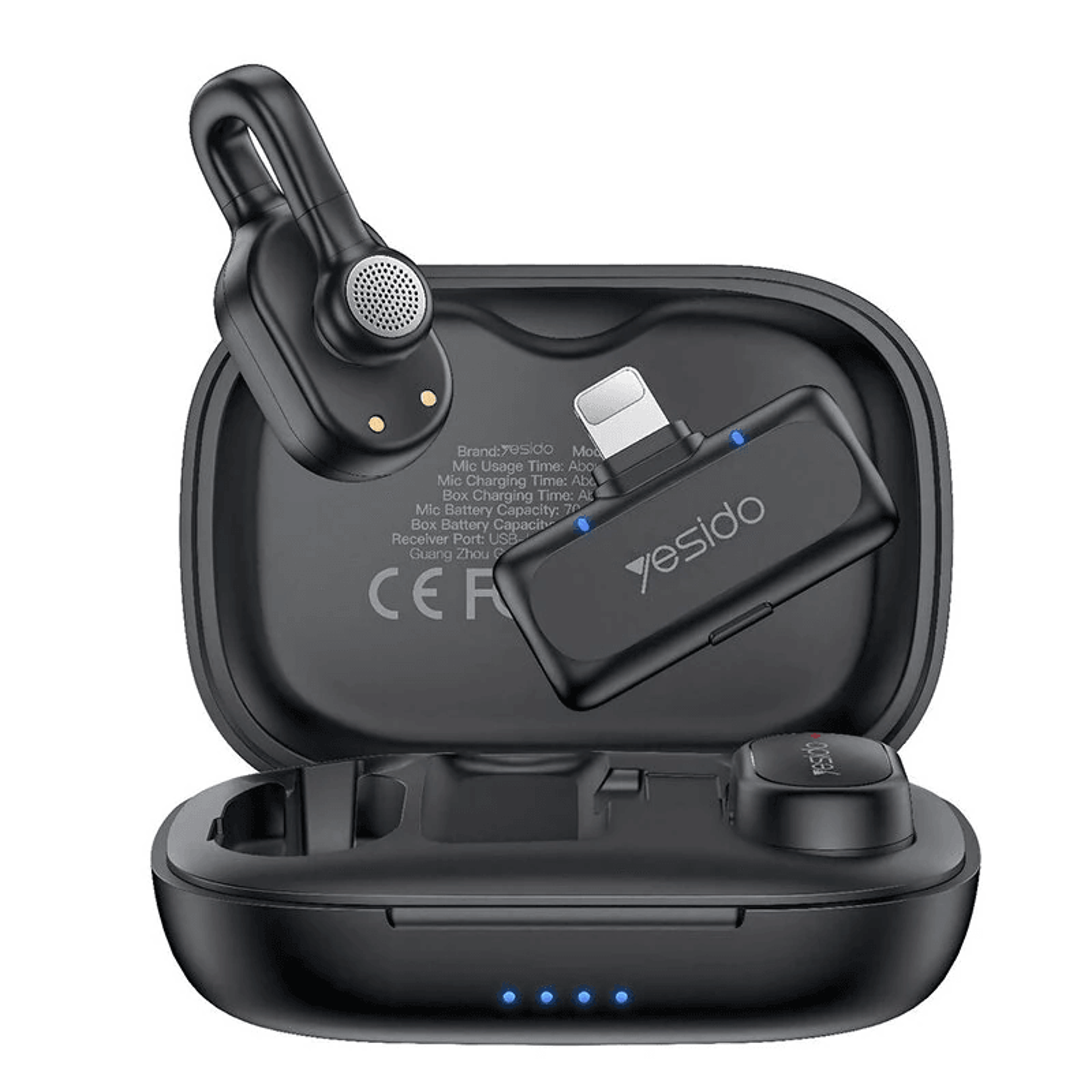 hidden wireless lavalier microphone with ai noise reduction and charging case