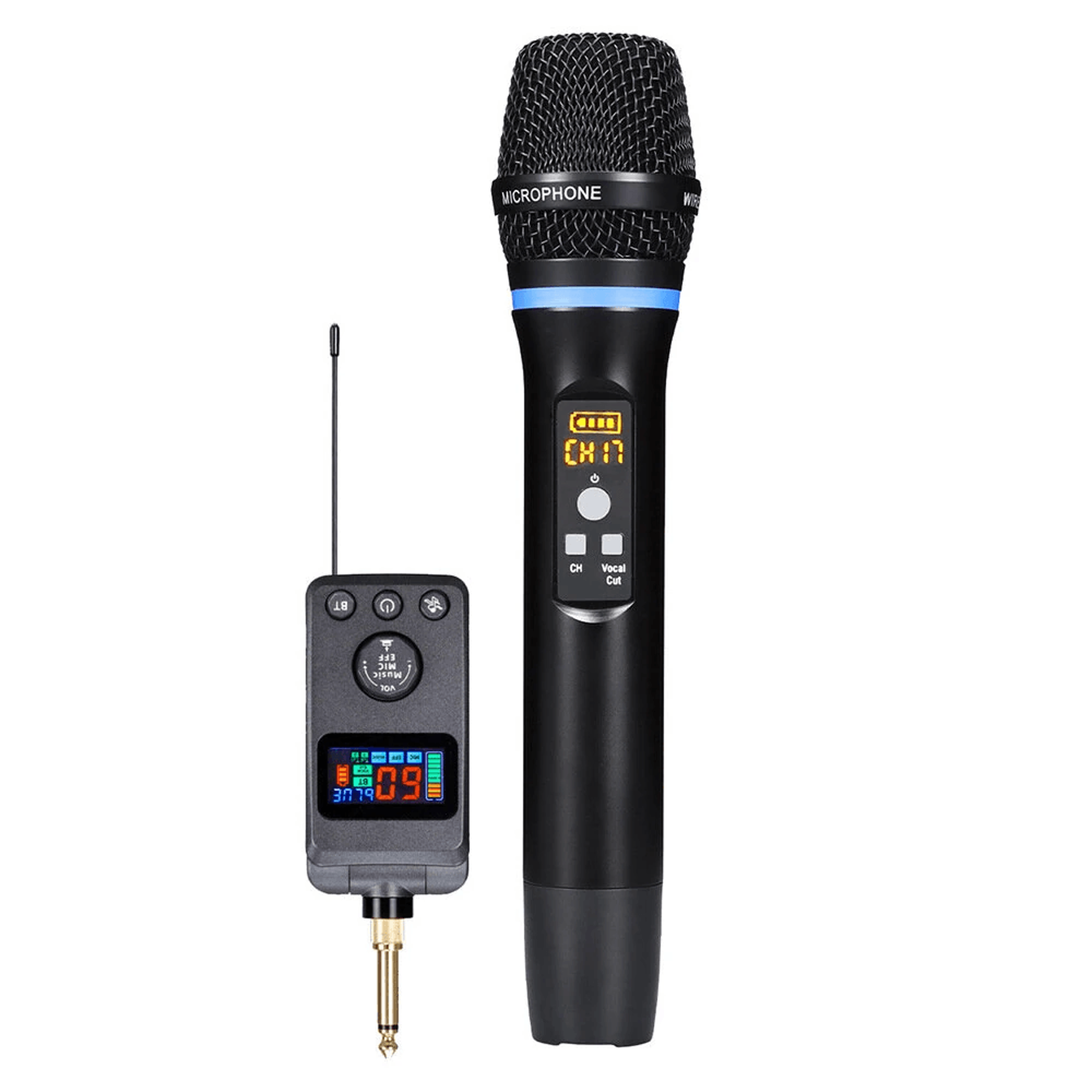 wireless karaoke microphone with dsp anti feedback echo and rechargeable receiver