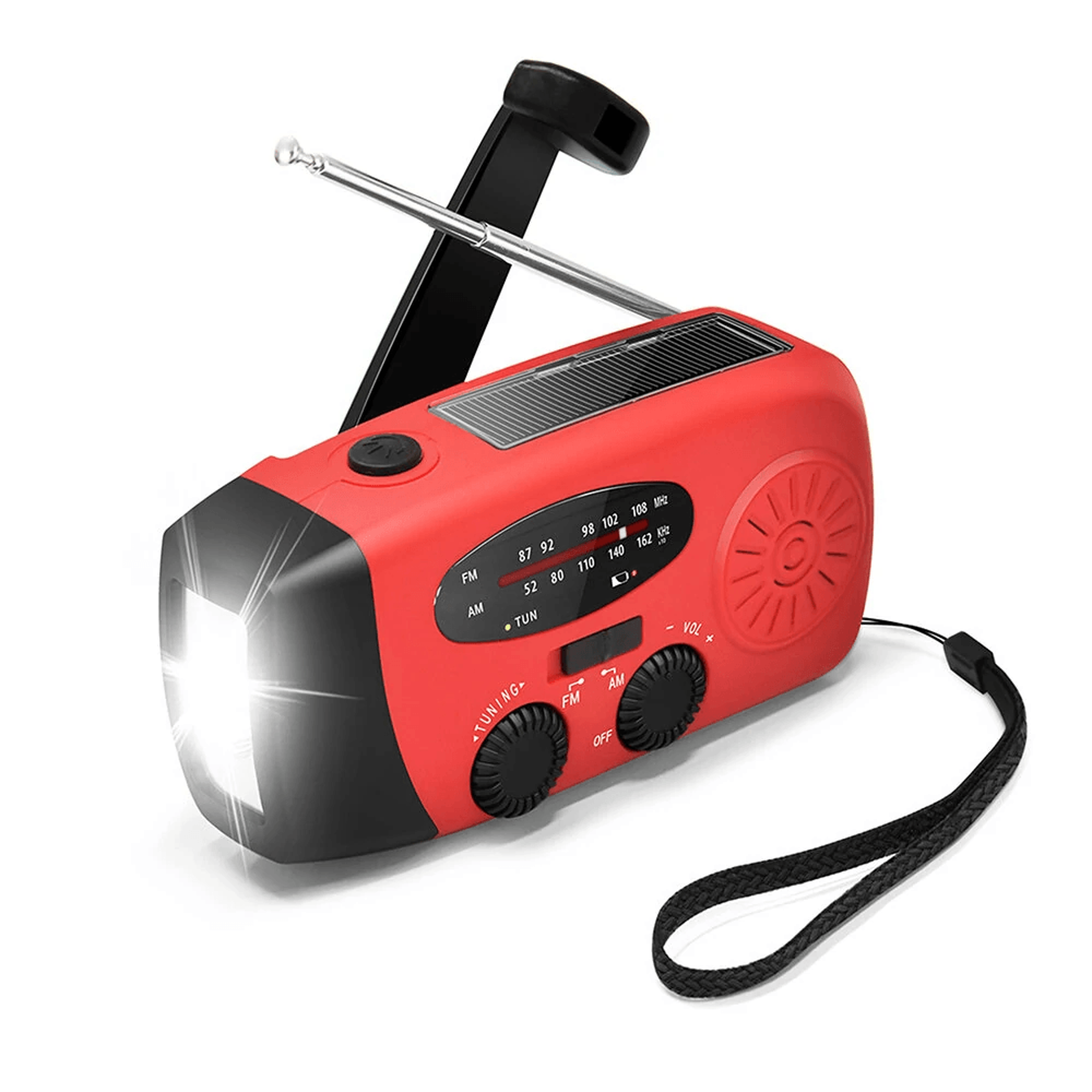 emergency solar hand crank radio with power bank and flashlight